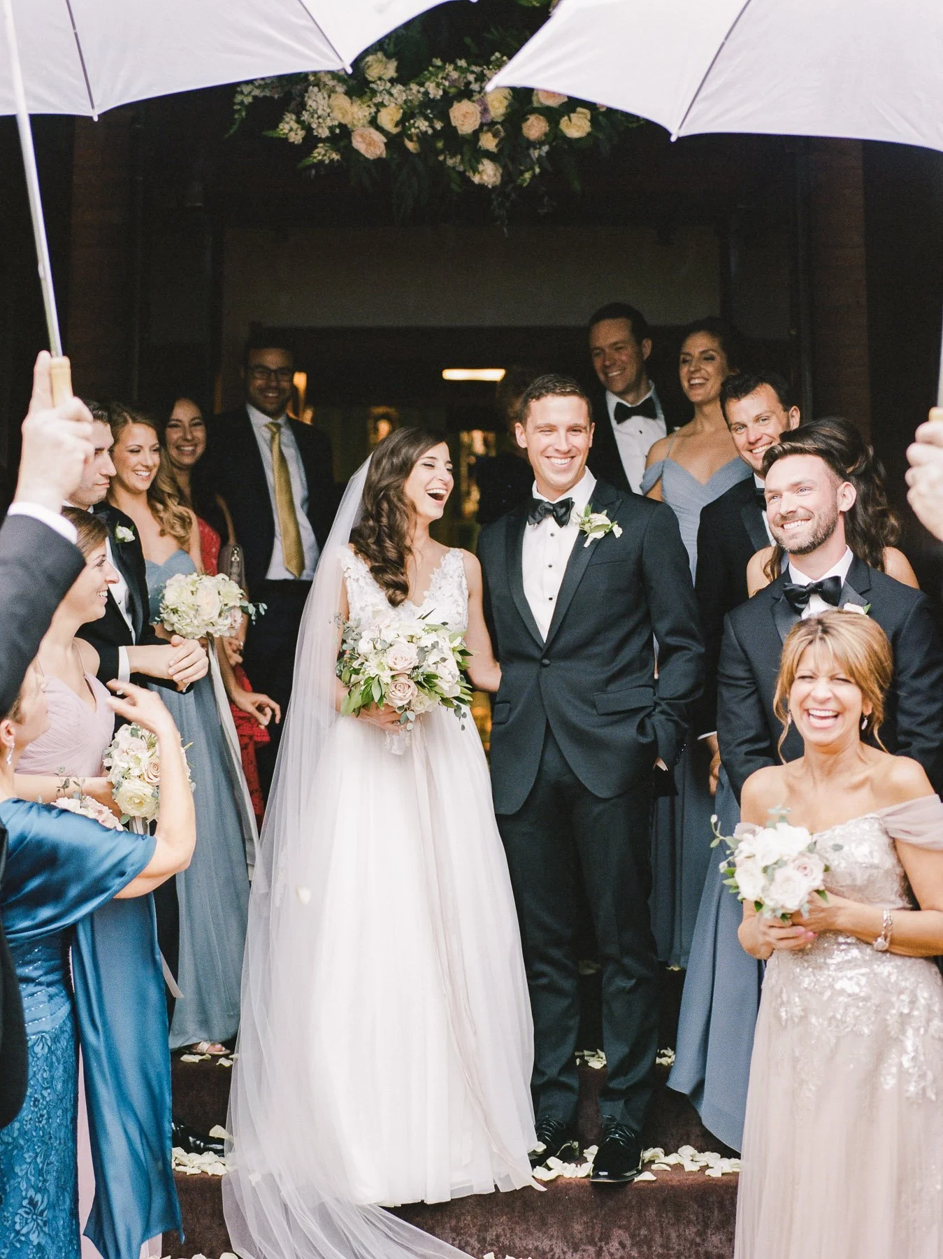 Exit of Church on Rainy Wedding Day