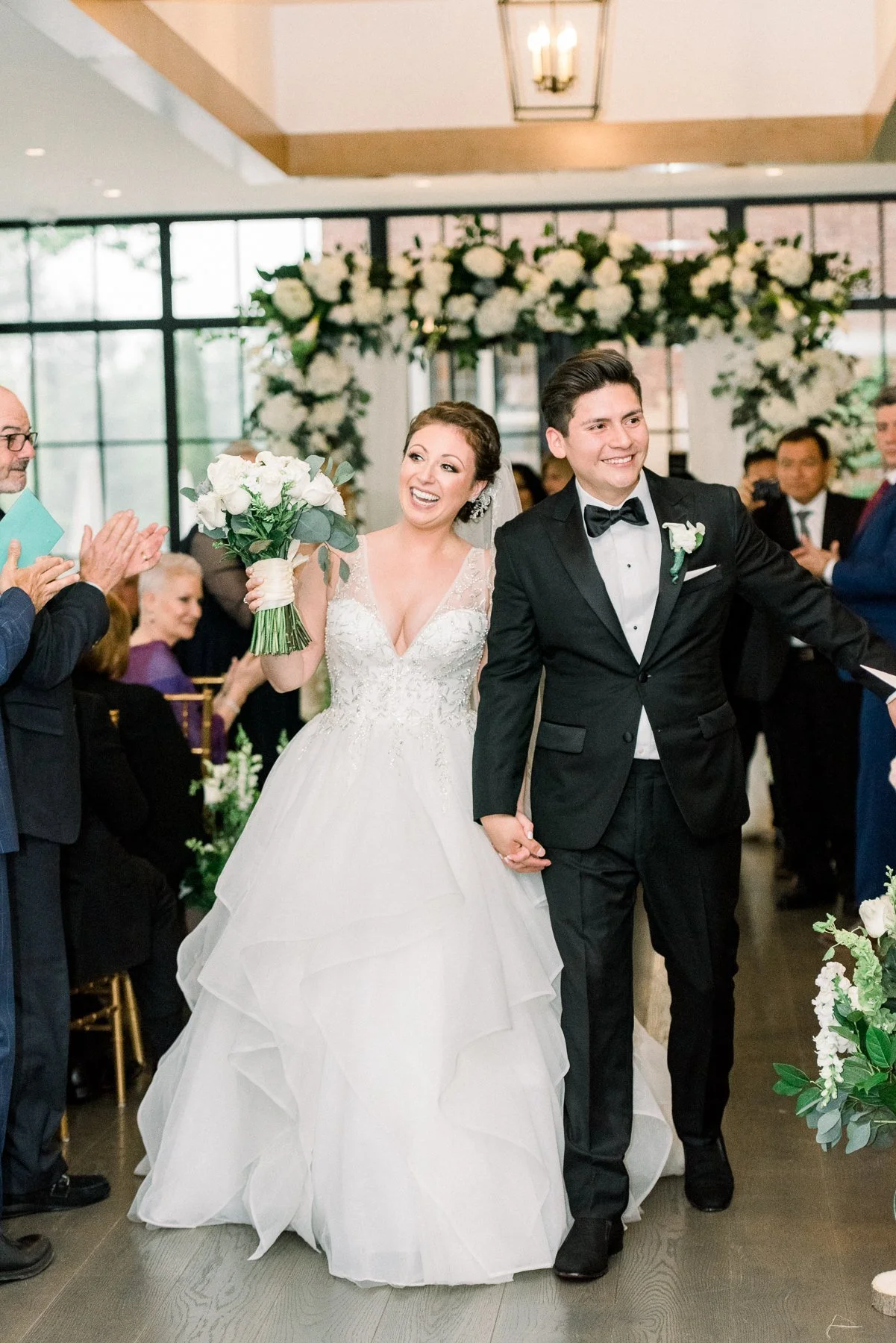 Just Married at Indoor Ceremony at Natirar Mansion