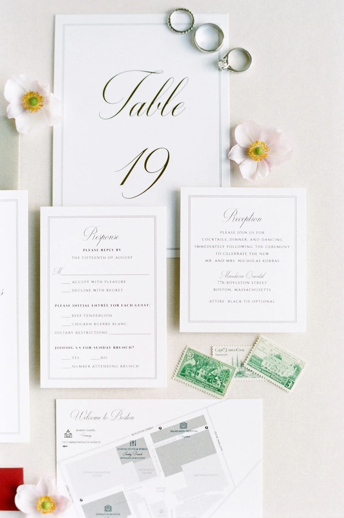 Invitation Suite for Wedding at the Mandarin Oriental in Boston