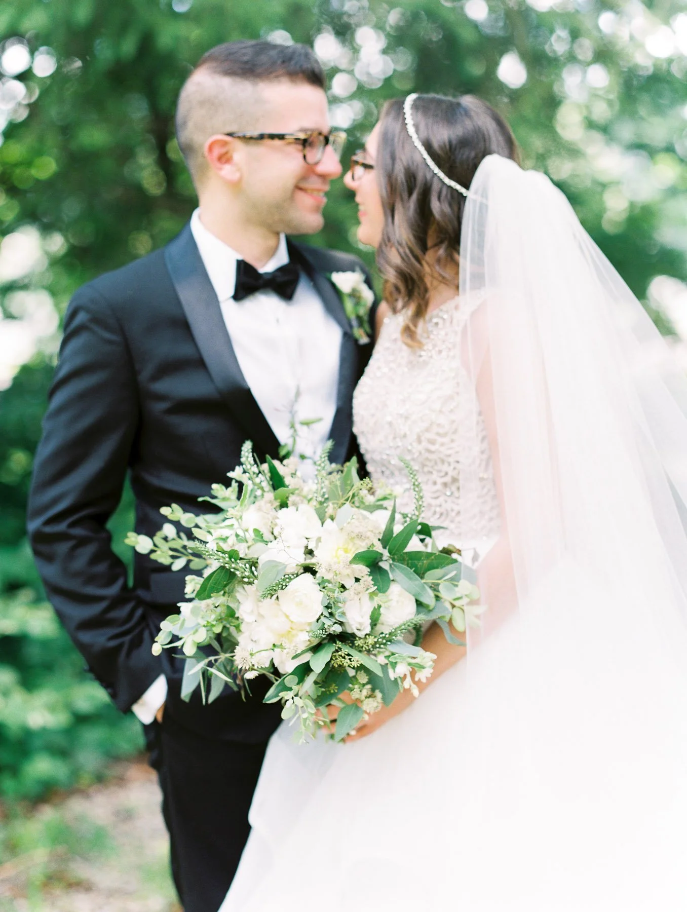 Bride and Groom nuzzling noses