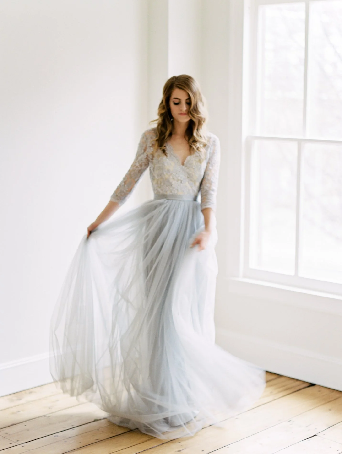 Alexandra Grecco blue wedding gown dancing