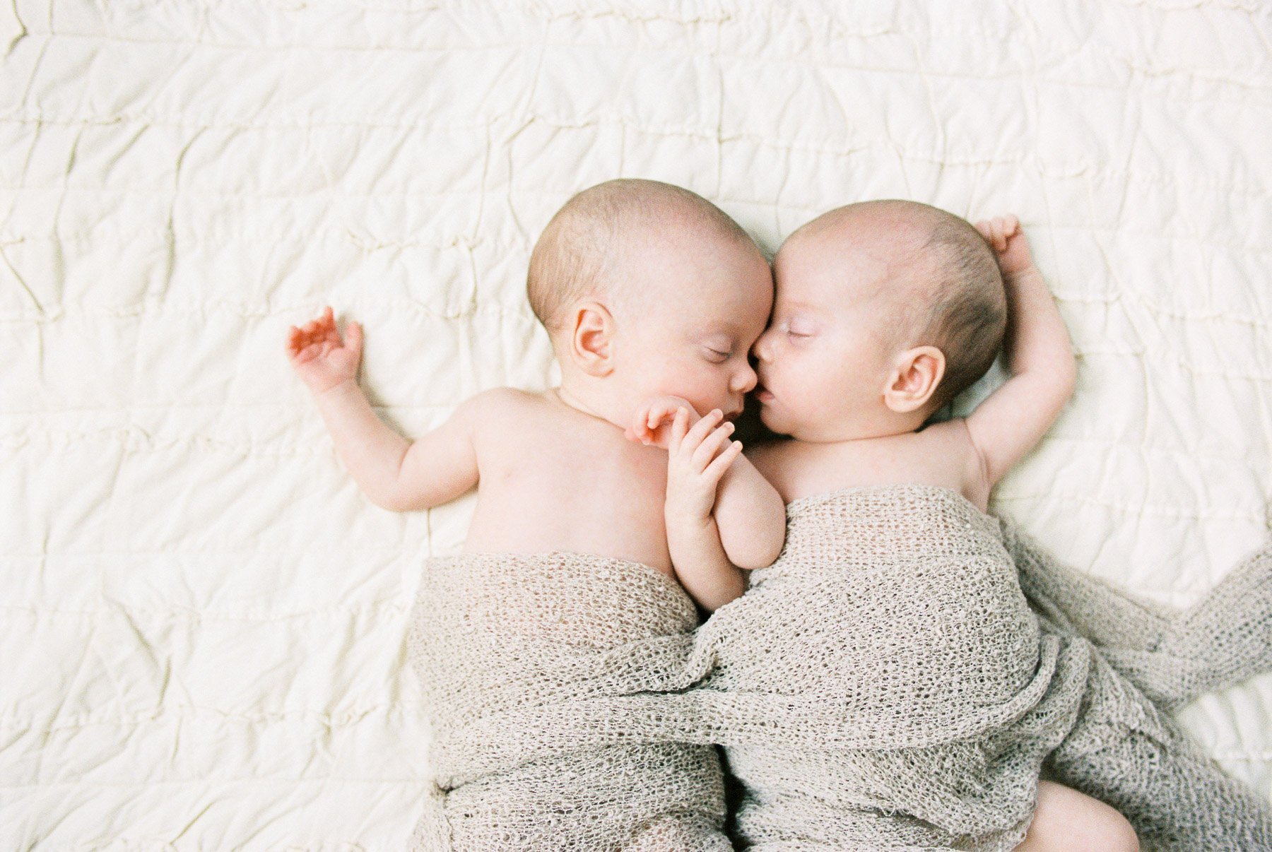 Twins Kissing Newborn Photography