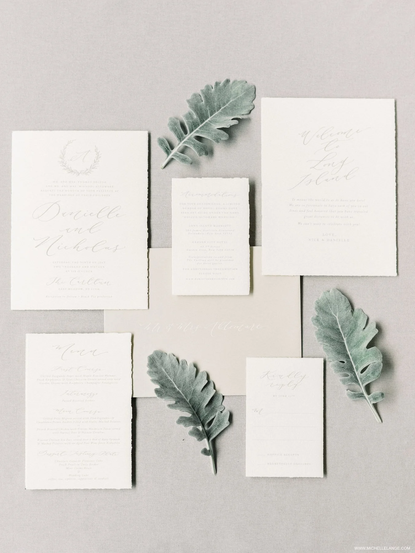 NY Wedding Photographer at The Carltun in Long Island NY with Linen and Leaf Calligraphy