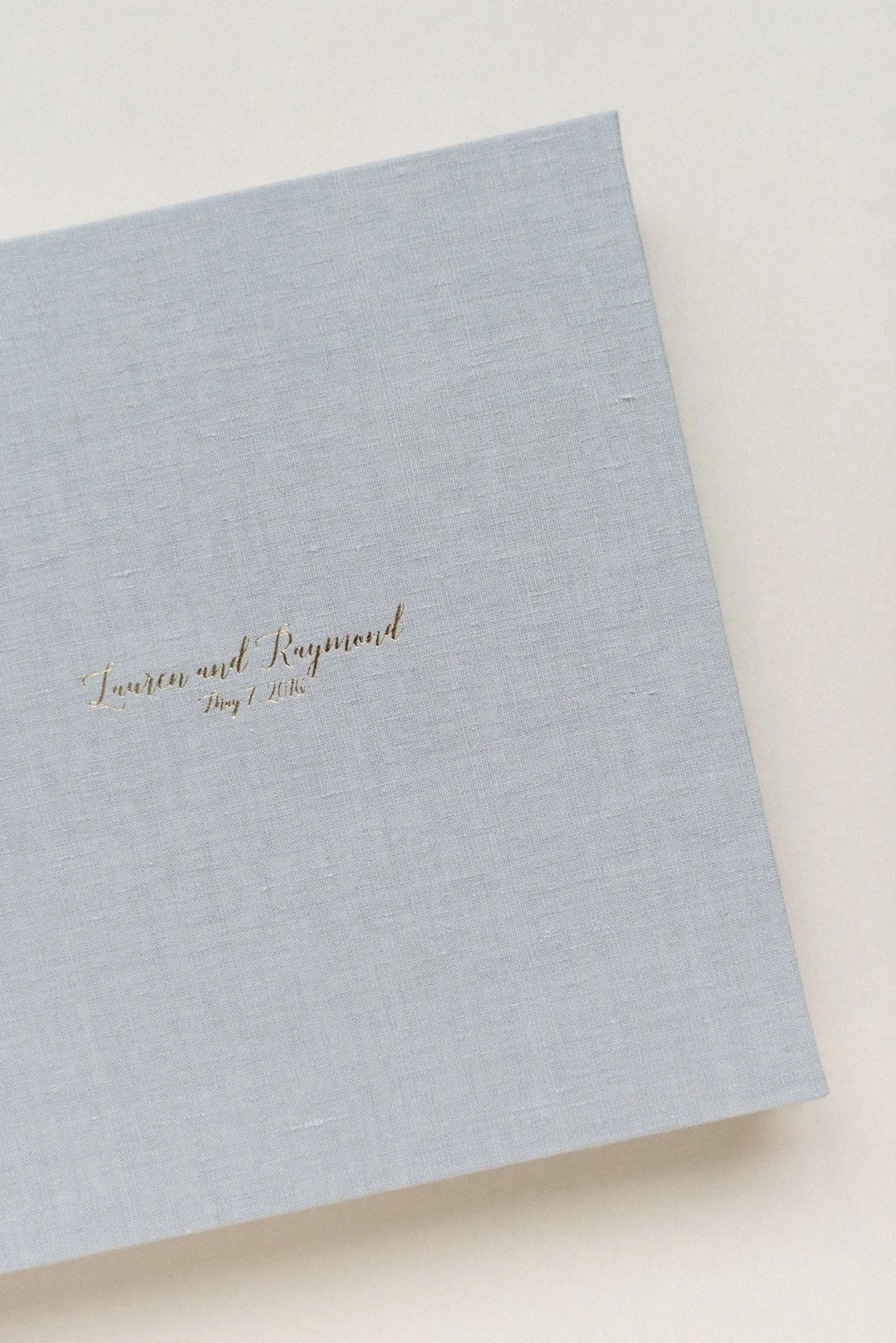 NJ Wedding Photographer Fine Art Luxe Linen Wedding Album with Gold Foil