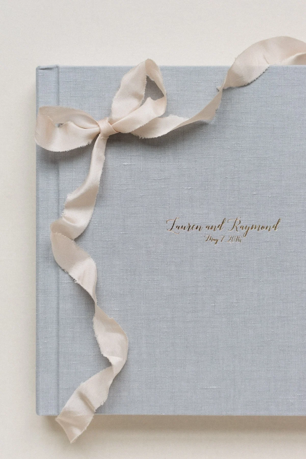 NJ Wedding Photographer Fine Art Luxe Linen Wedding Album with Gold Foil