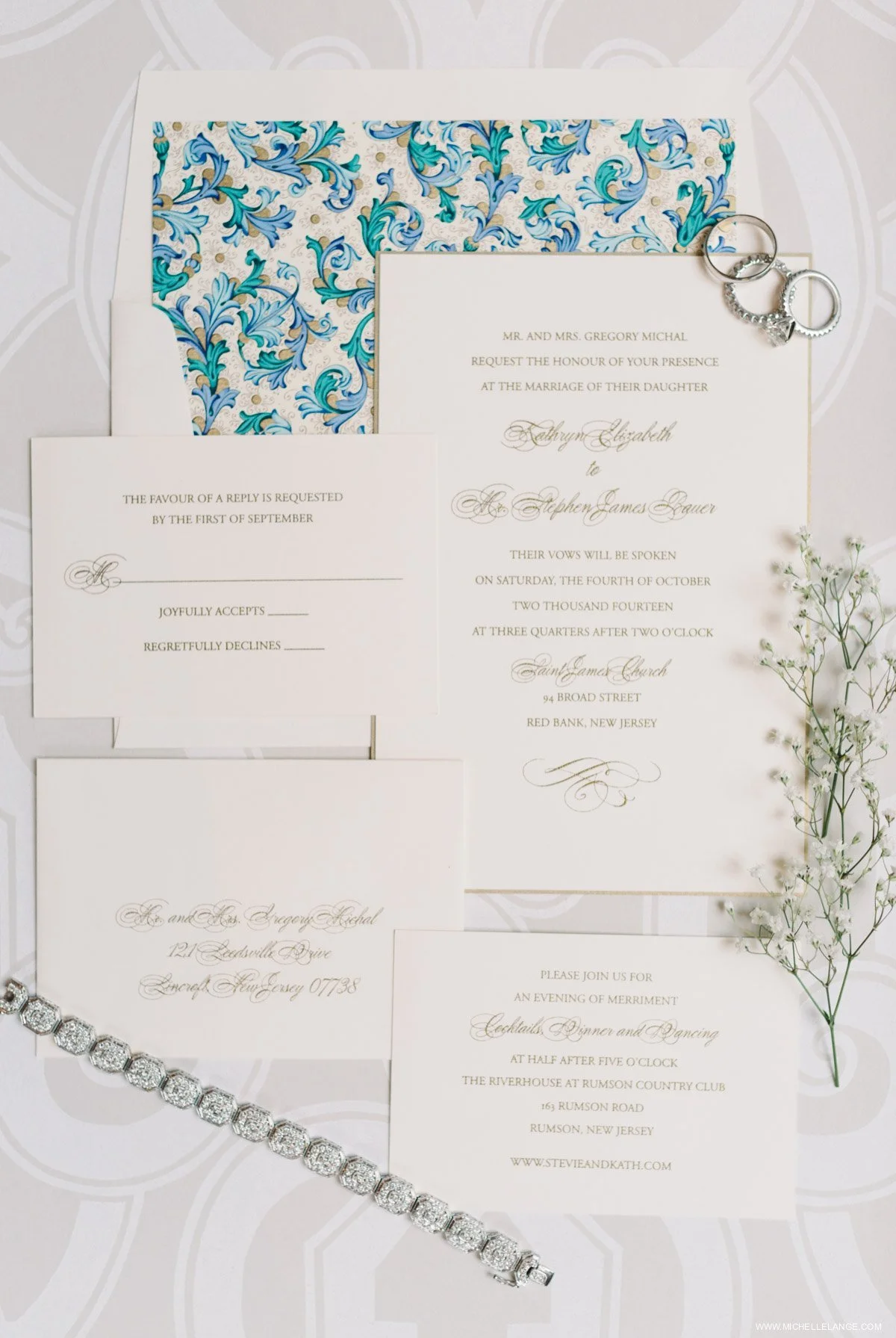 Elegant Invitation Suite Riverhouse at Rumson Country Club Wedding 