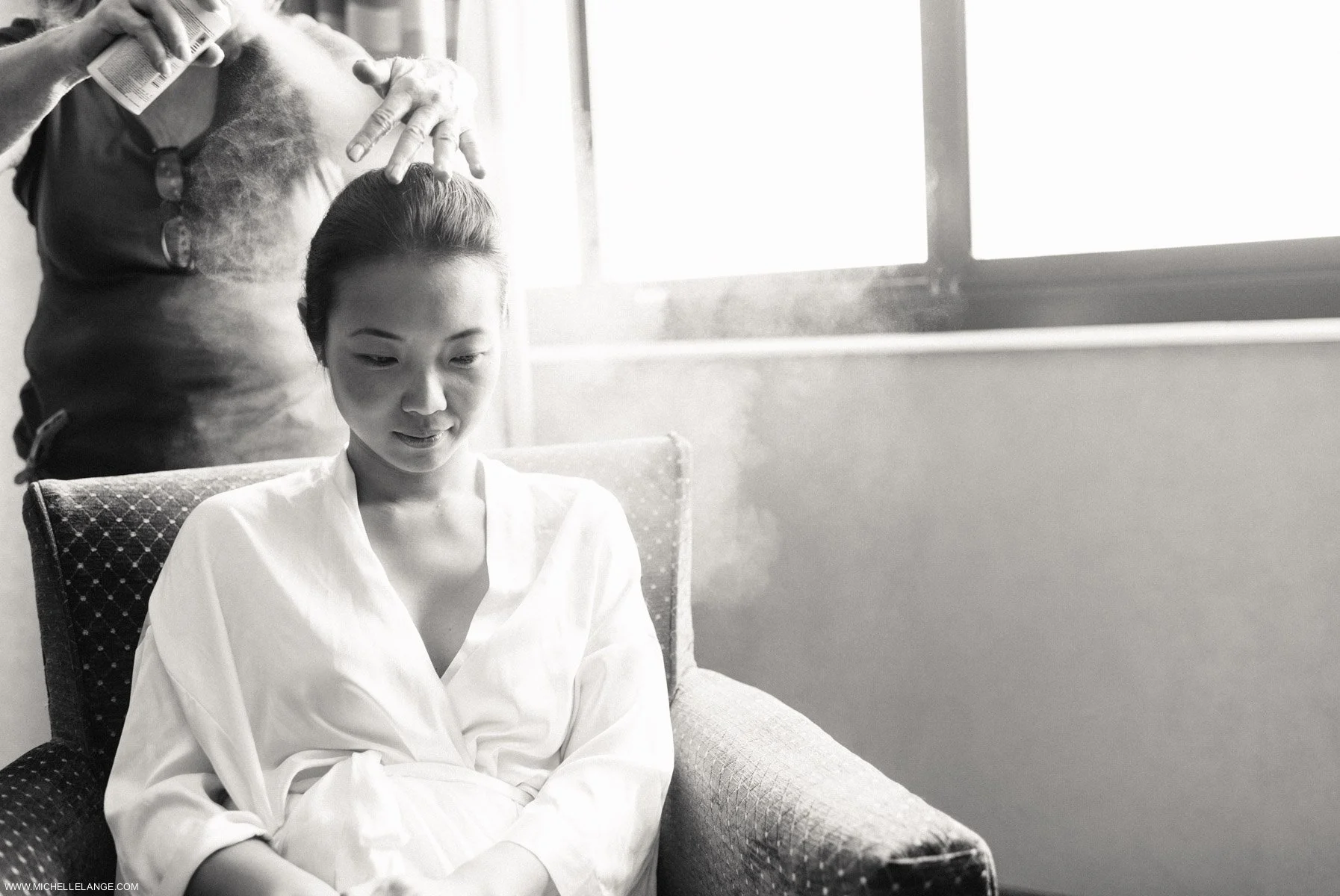 Bride Getting Ready Hairspray