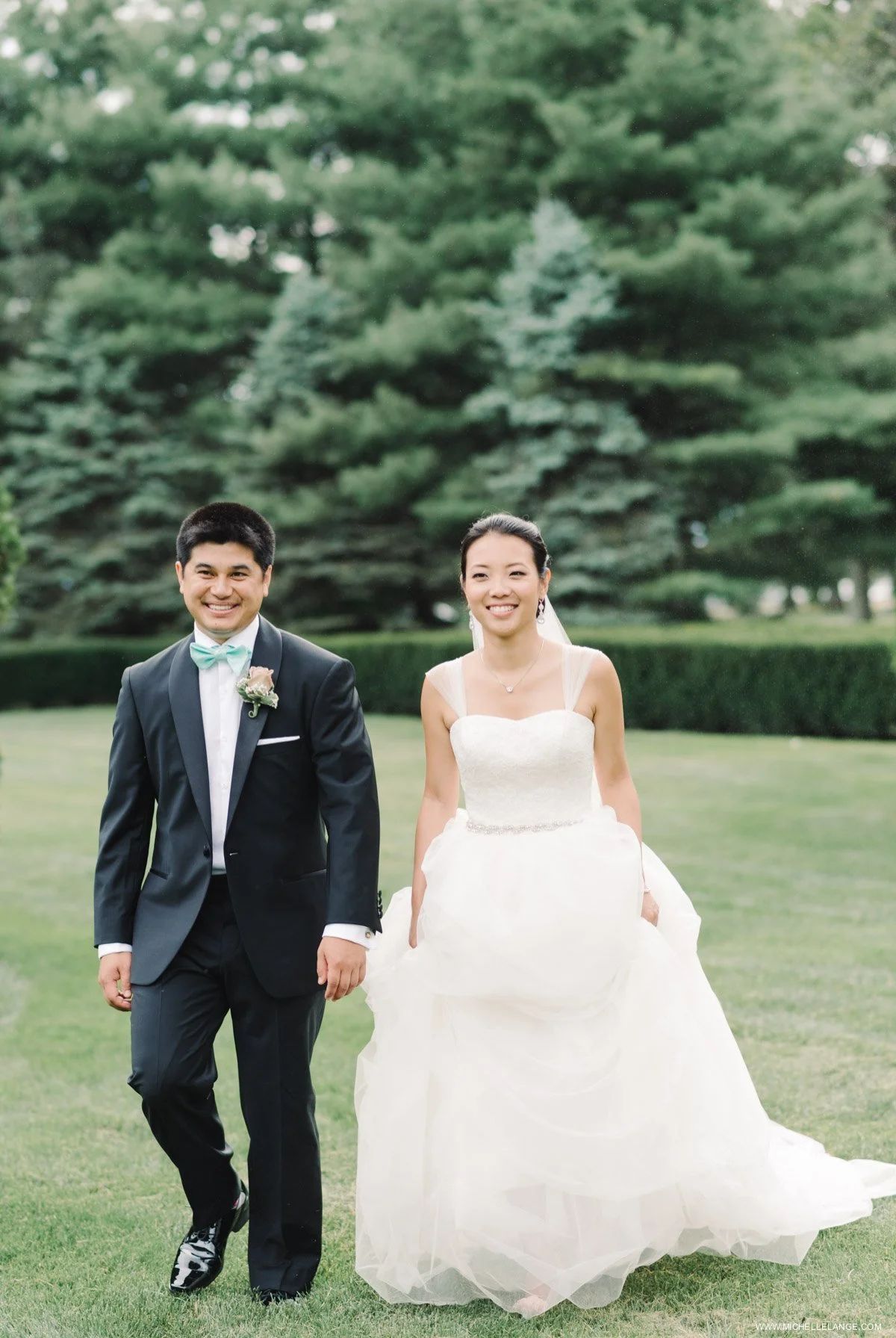 Bride and Groom in Garden at The Carltun Long Island