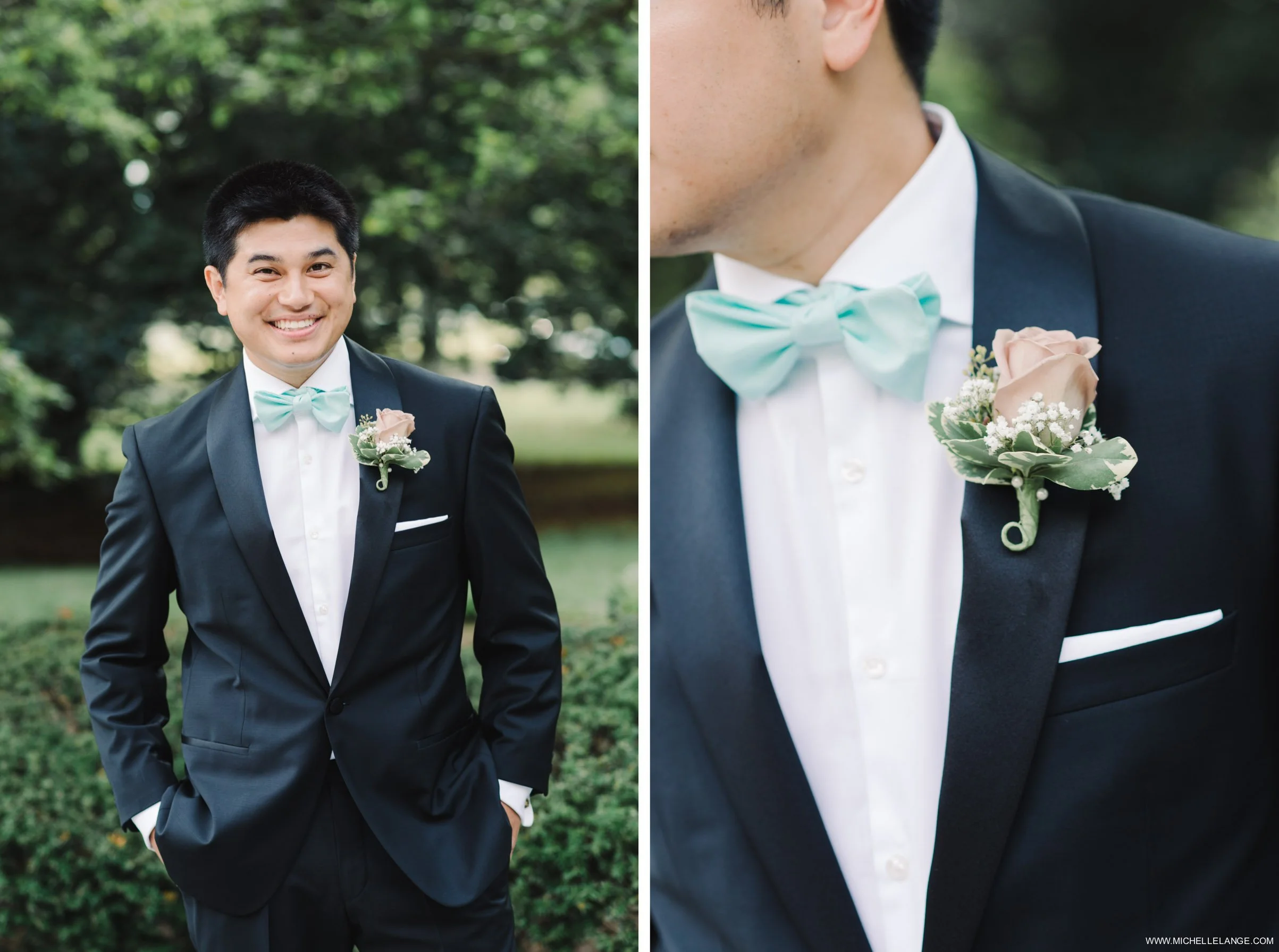 Groom in Blue Bowtie at The Carltun Long Island