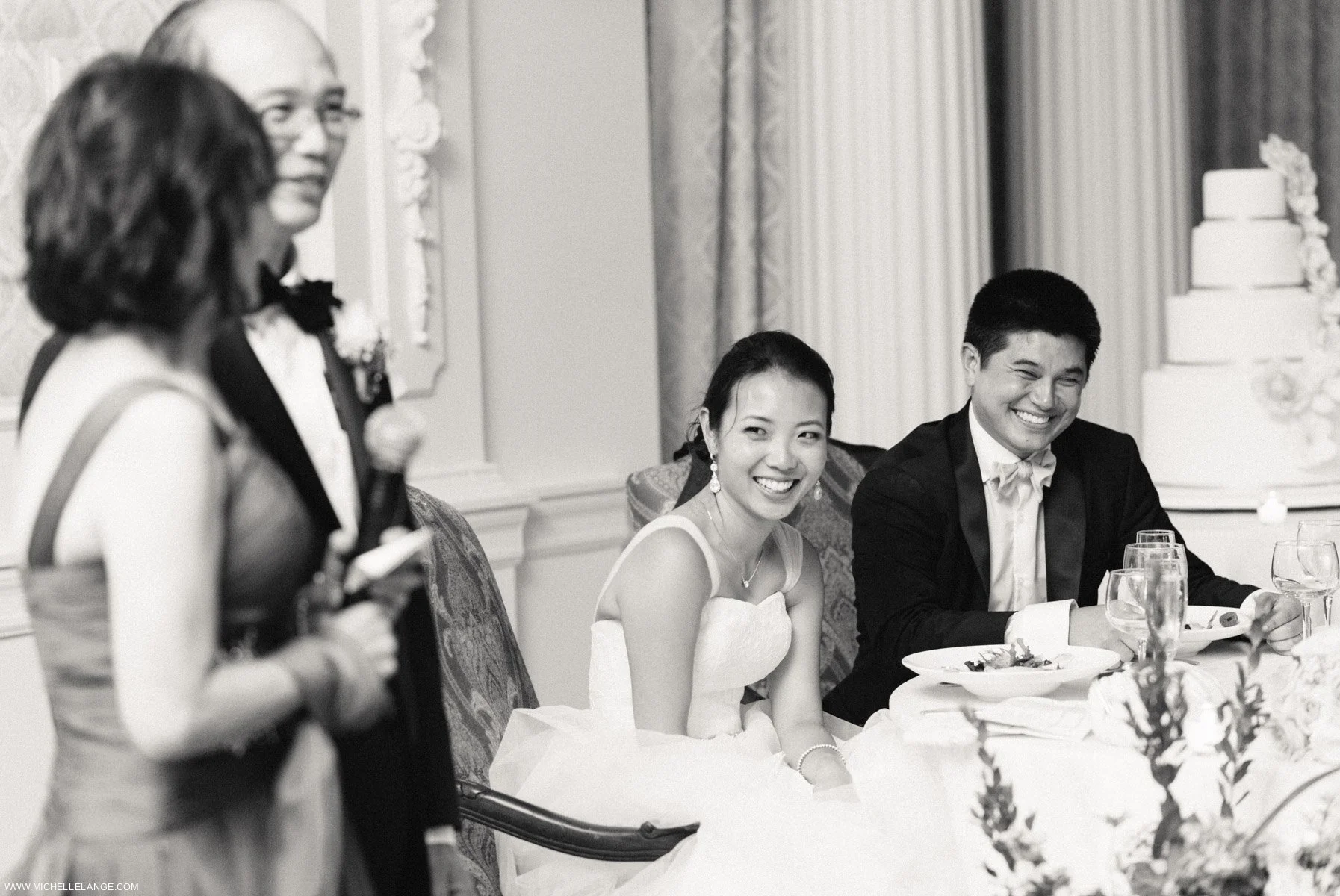 Bride & Groom Laughing at Speeches The Carltun Long Island