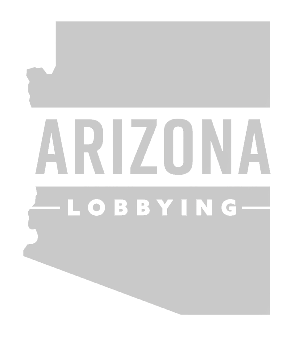 Gray logo of Arizona Lobbying with the outline of the state of Arizona.