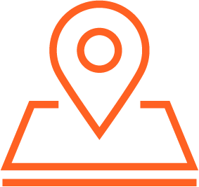 Icon of a map with a location pin at the top center.