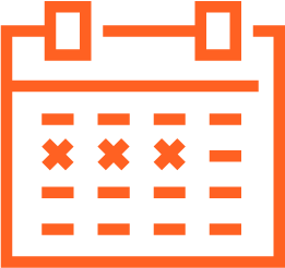 Calendar icon with a grid and marked dates.