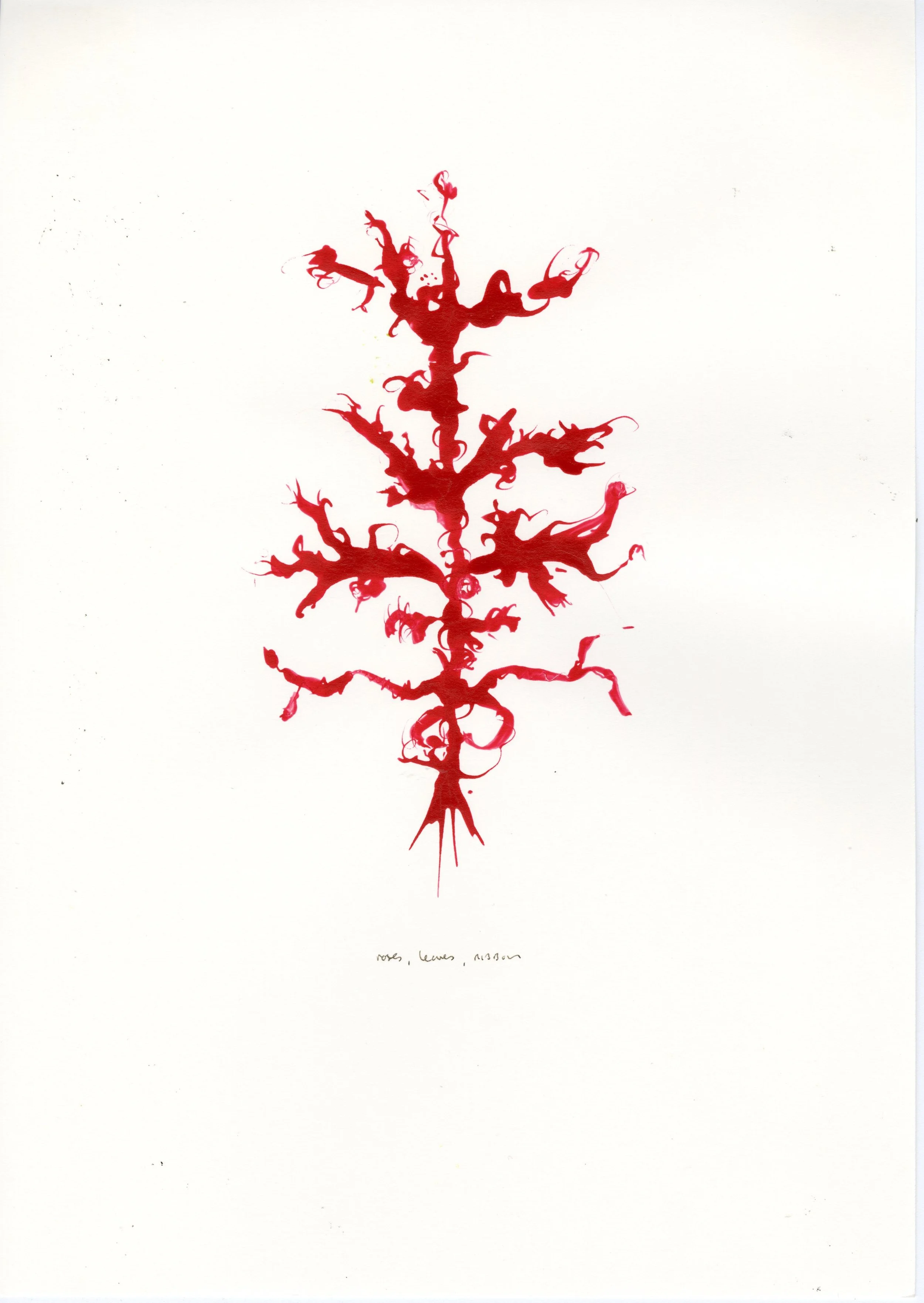5. roses, leaves, ribbon 2003. poster paint on paper 21x42cm.jpg