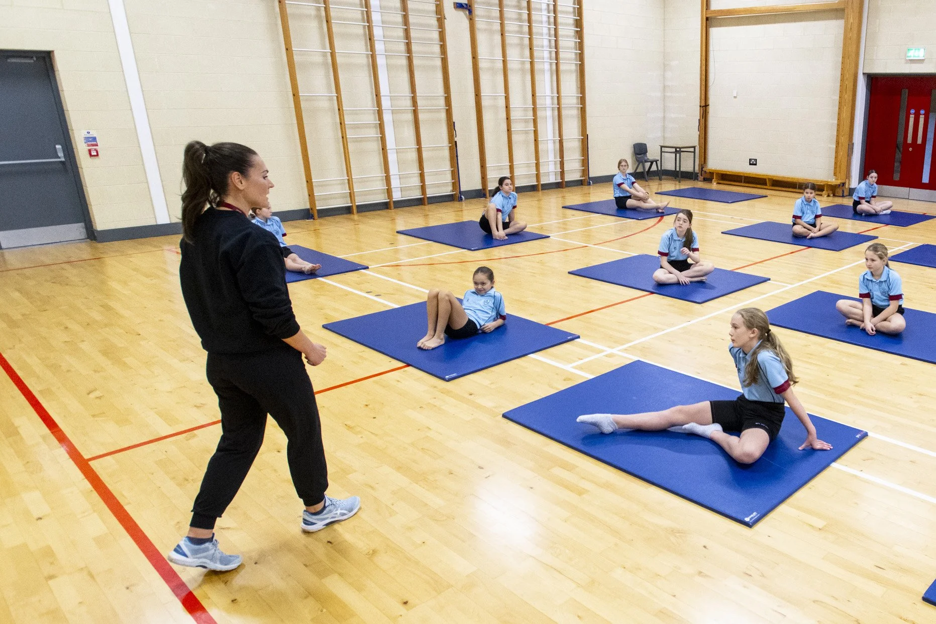 Pupils doing gymnastics