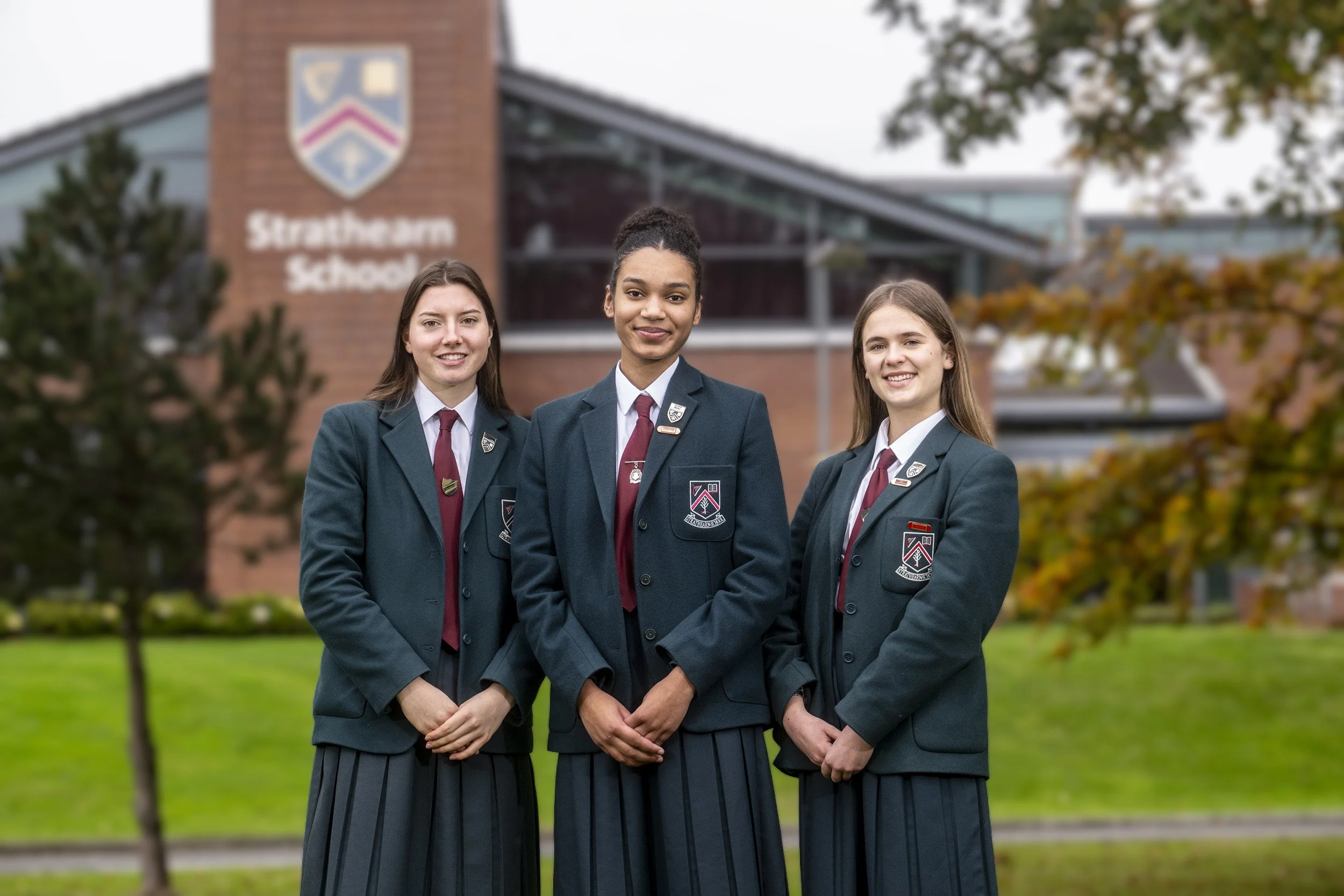 Strathearn girls outside school buildings