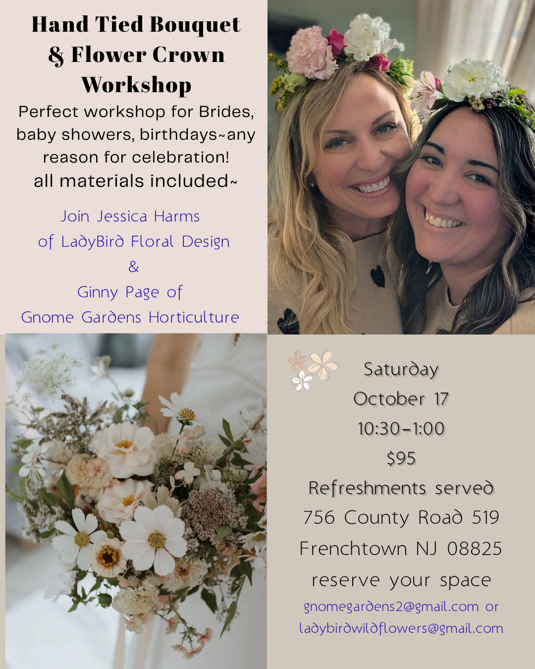 Hand Tied Bouquet & Flower Crown