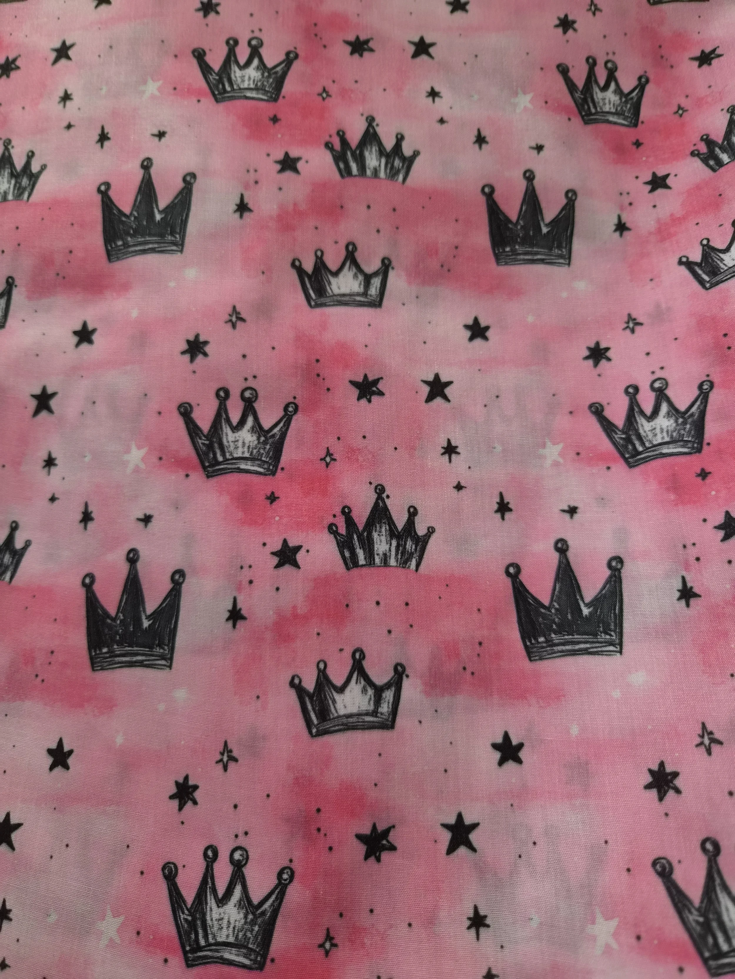 PRINCESS CROWNS AND STARS PINK POLYCOTTON COLLAR