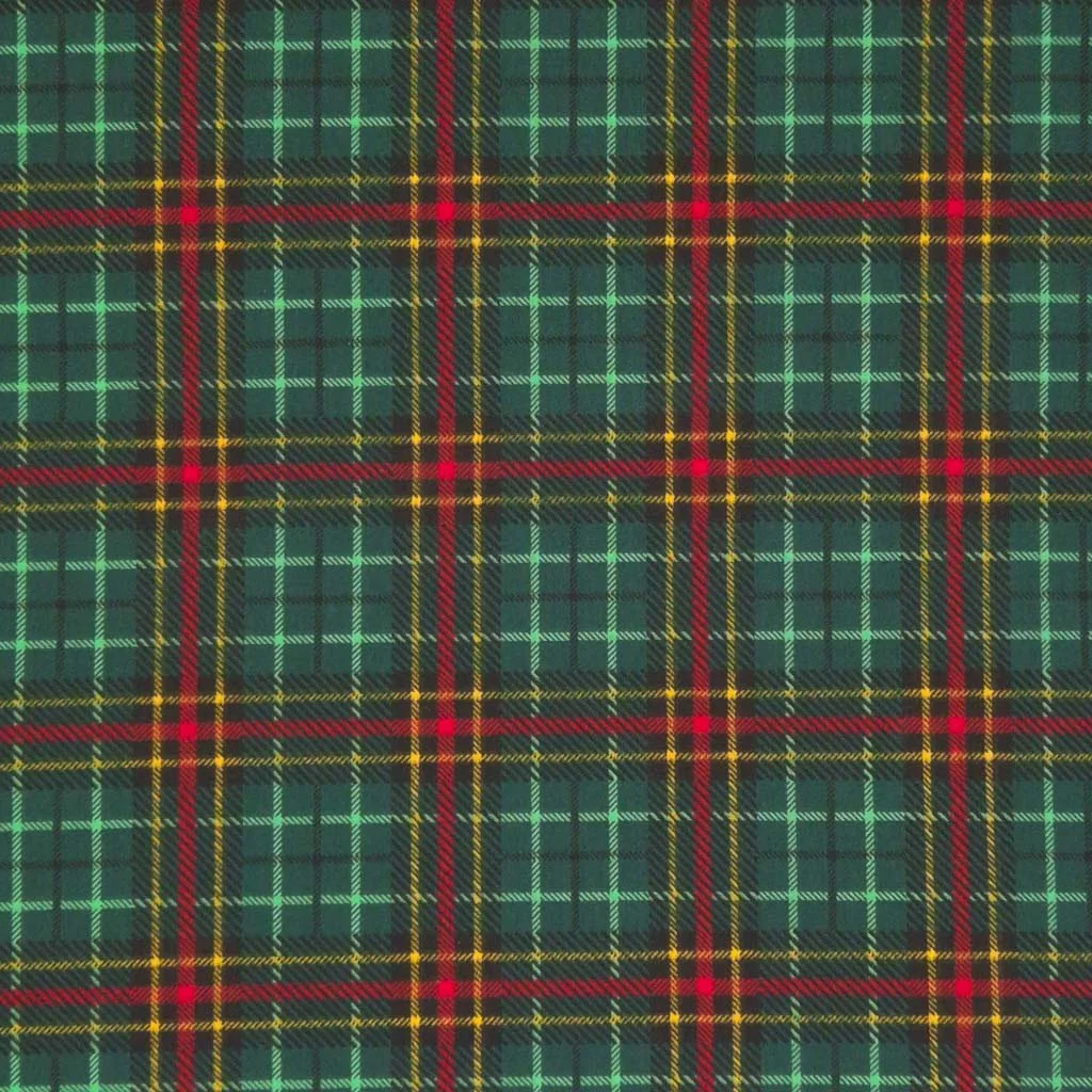 TRADITIONAL TARTAN PRINT GREEN POLYCOTTON COLLAR