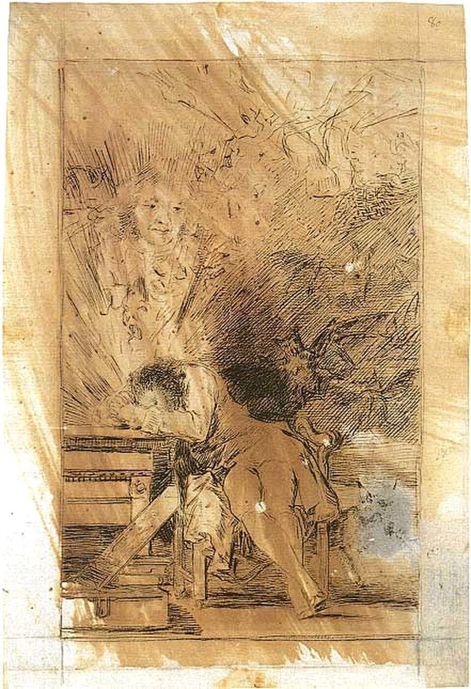 Disegno preparatorio dell'opera "Il sonno della ragione genera mostri" di Francisco Goya simbolo dell'anestesia del pensiero critico nella consulenza filosofica.