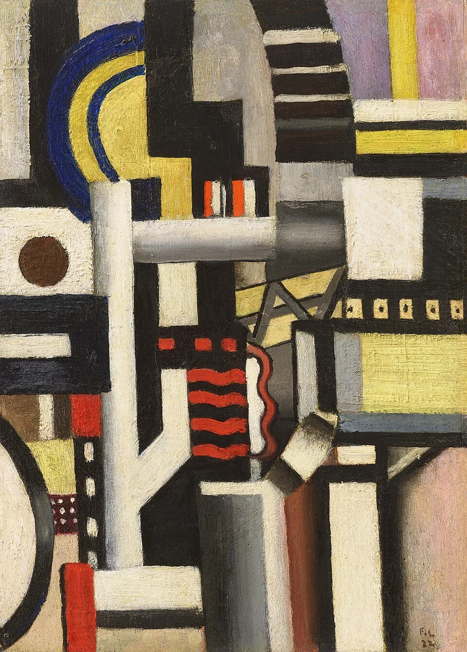 Dipinto cubista I dischi di Fernand Léger del 1918 con forme geometriche e cerchi colorati"