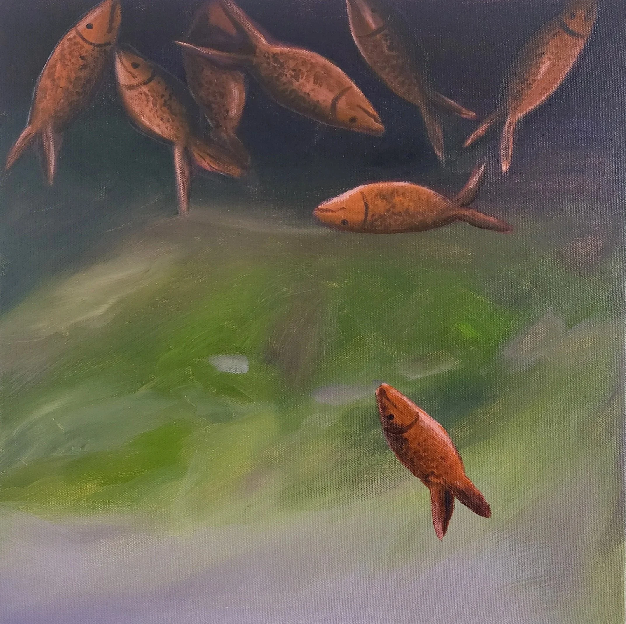 Clamber, 2024, acrylic on canvas, 40x40cm