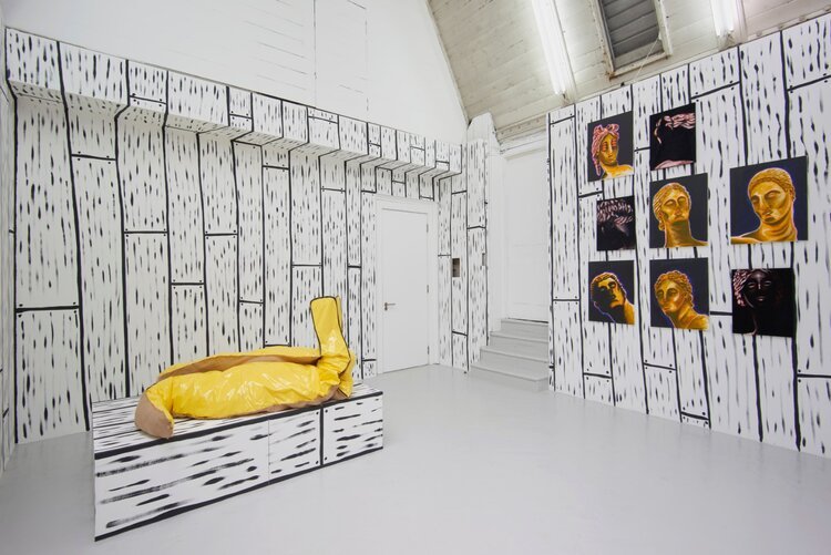 ...before it gets unsettled again, PVC, hessian, cotton, acrylic, wood, RA Schools Show, 2019