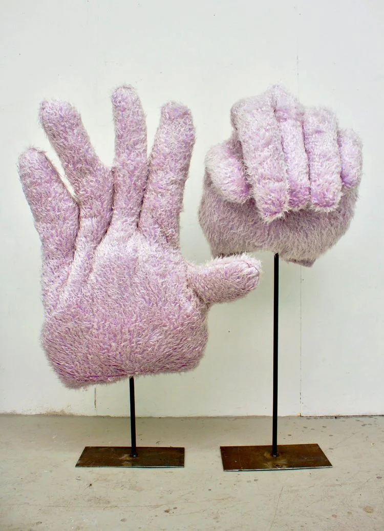 Catching Breath, Faux fur, cotton, steel, 2019