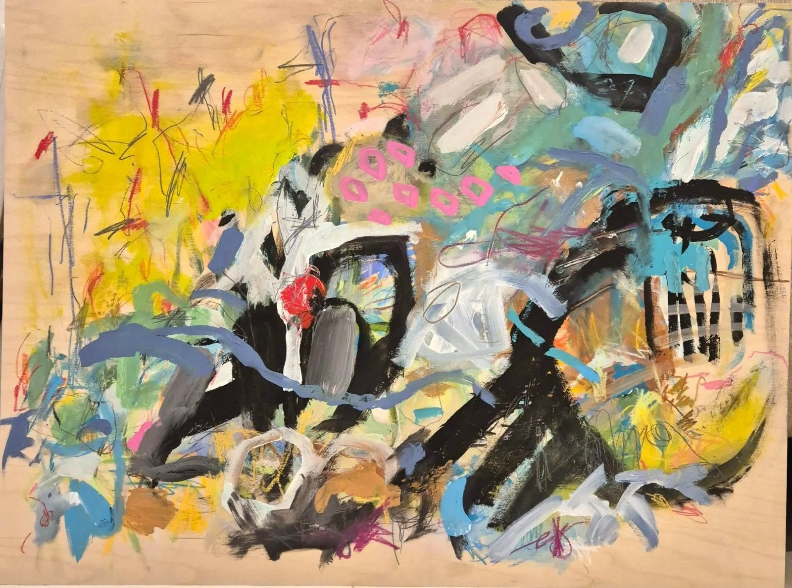 Untitled, 2021. 60x80 cm, Mixed media on wood panel 