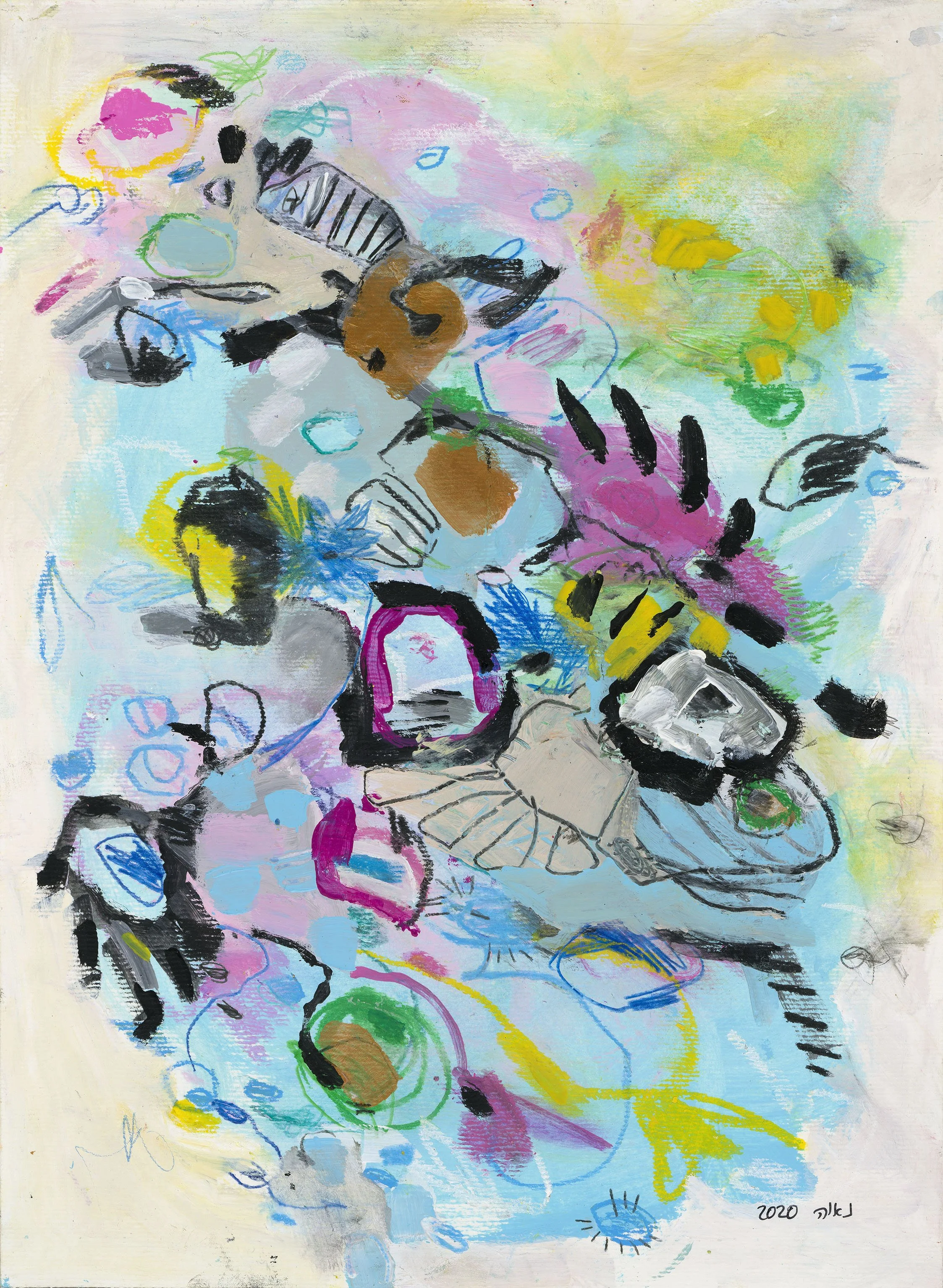 Blue Geometric Abstract, 2020. 30×41 cm, Mixed Media on Paper