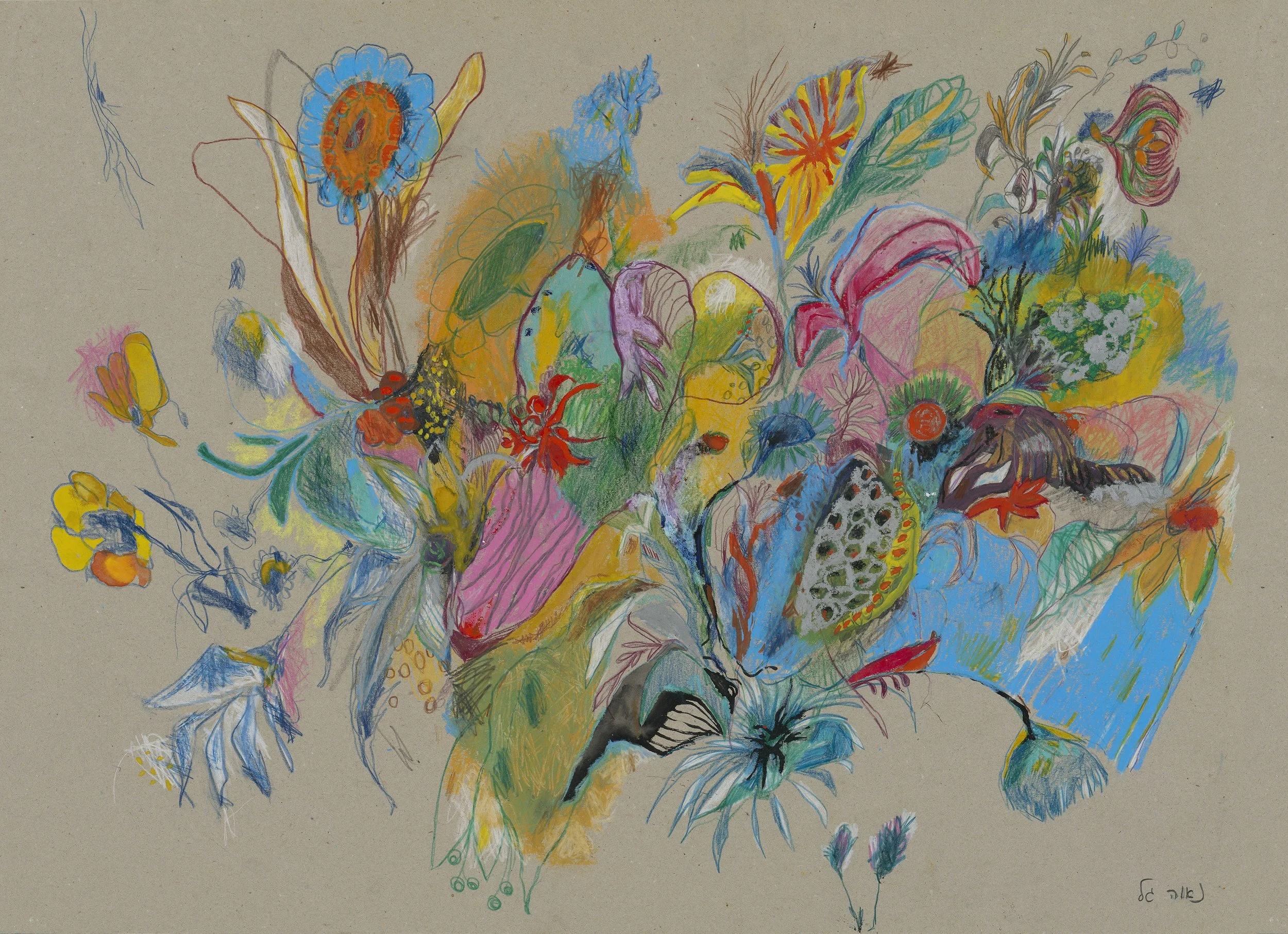 Magical Flowers (No. 3), 2020. 68x49 cm, Mixed Media on Cardboard