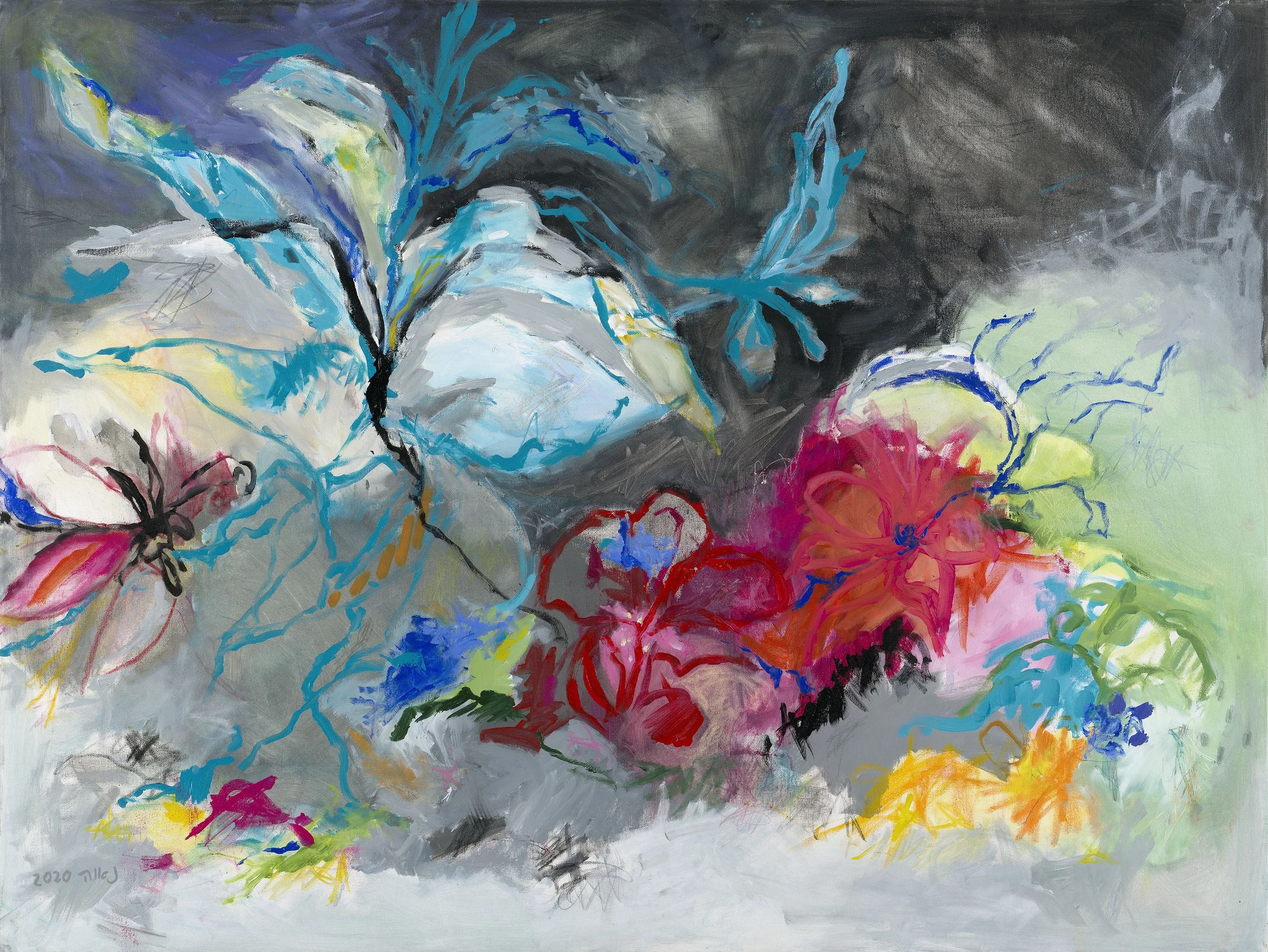 Flaming Red Flower, 2020. 120x90 cm, Acrylic on Canvas SOLD !