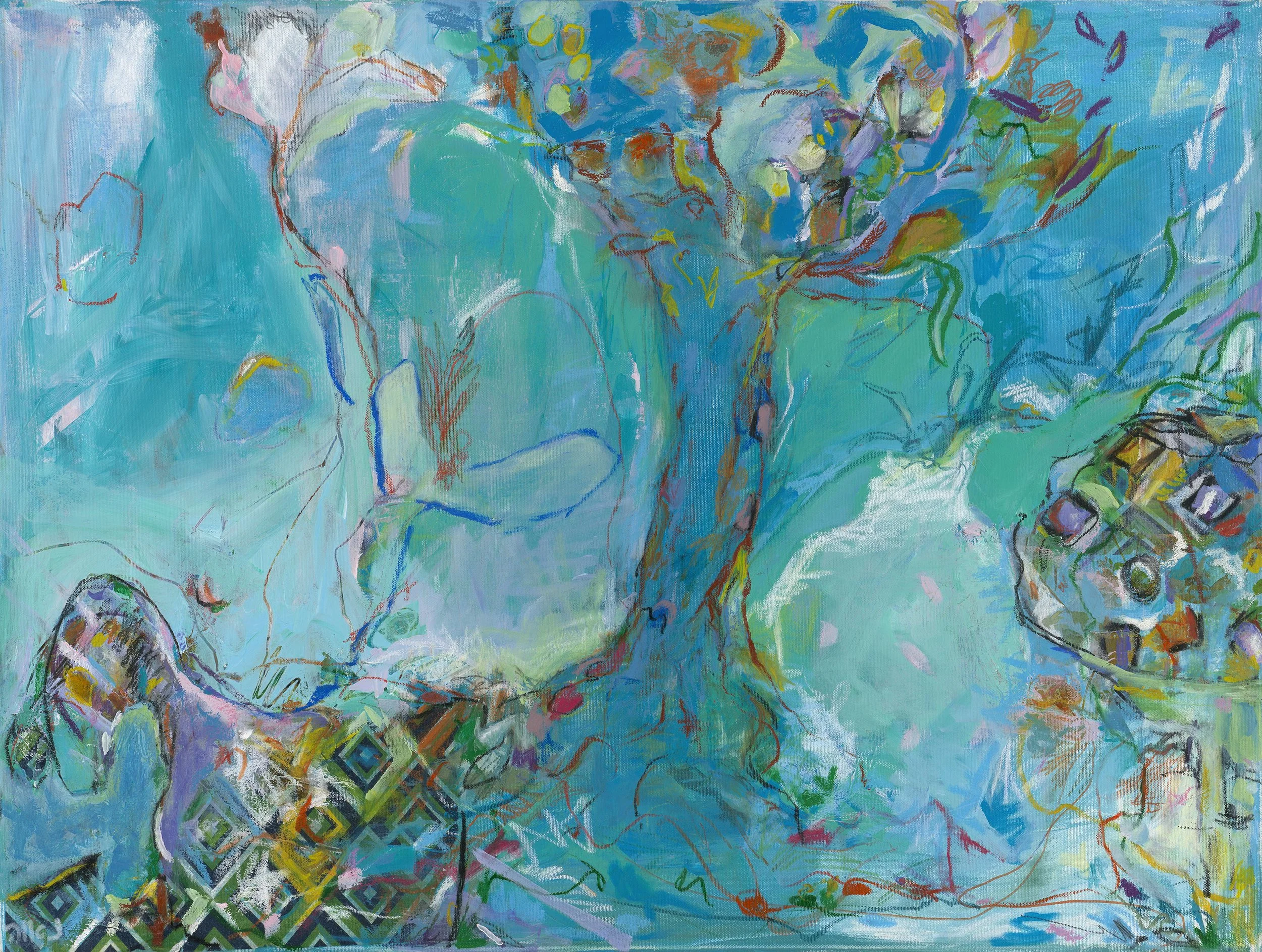The Blue Wishing Tree, 2019. 80x60 cm, Mixed Media on Canvas