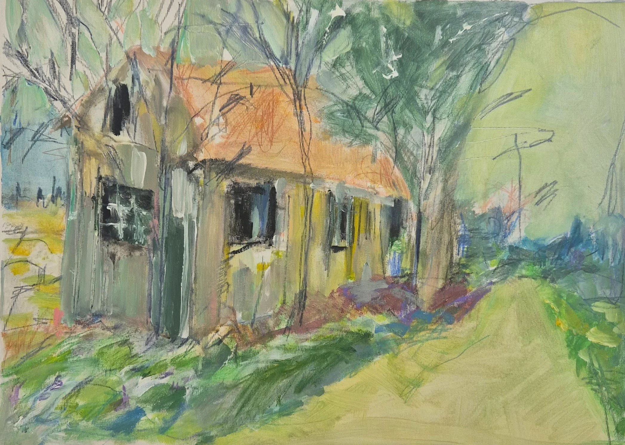 The House by the Path, 2022. 40X55 cm, Acrylic on Canvas