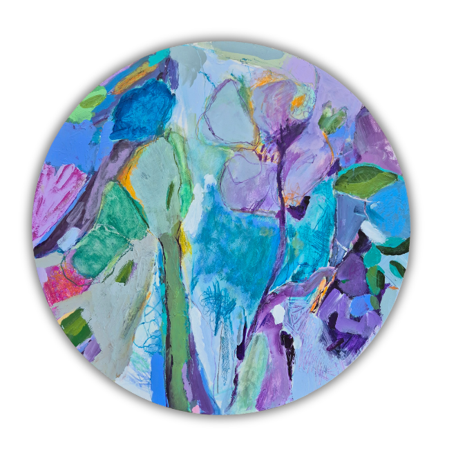 Bloom IV, from the “Blooming” series, 2026. Diameter 40 cm, Mixedmedia on Wood  
