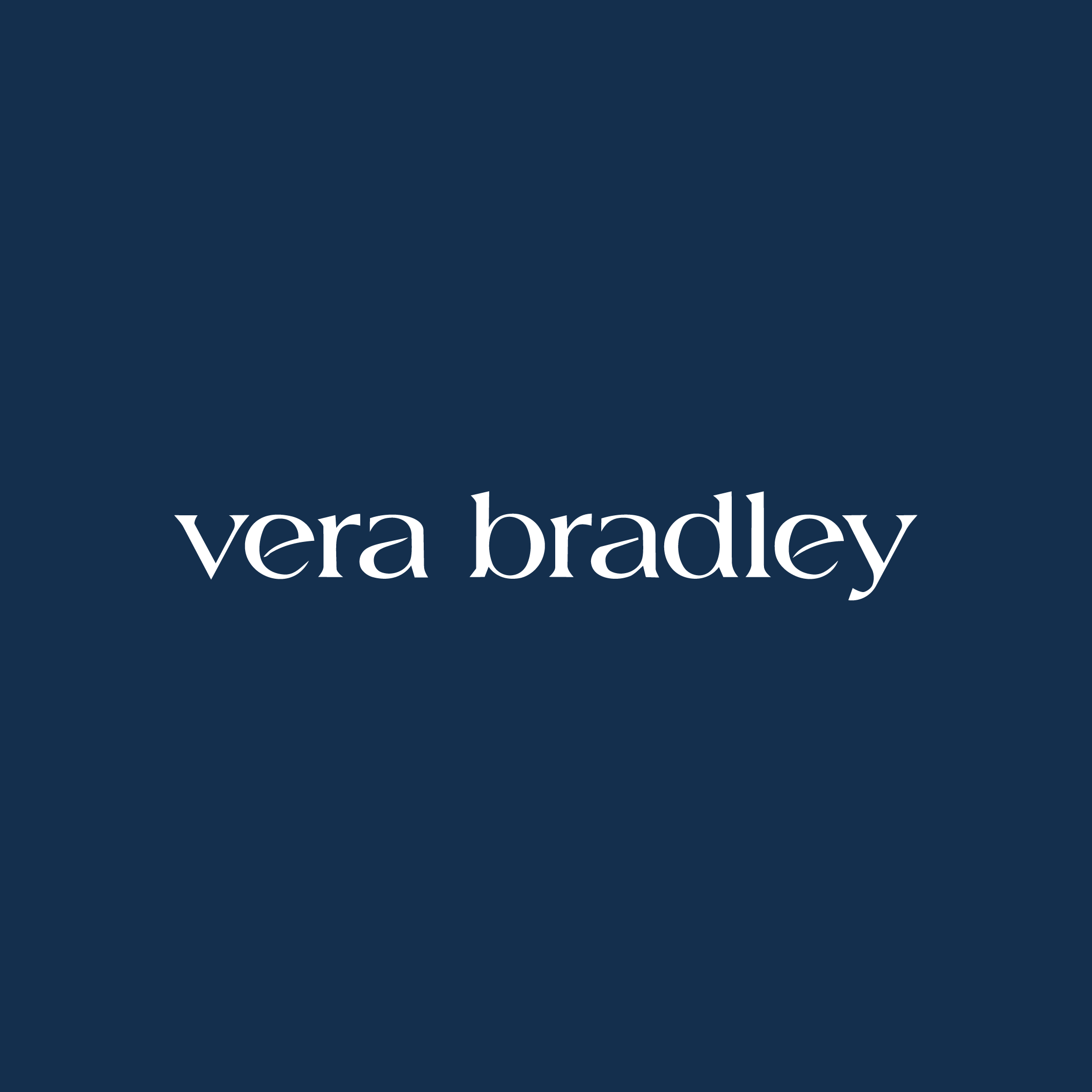 'Vera Bradley' with a dark blue background and white text.