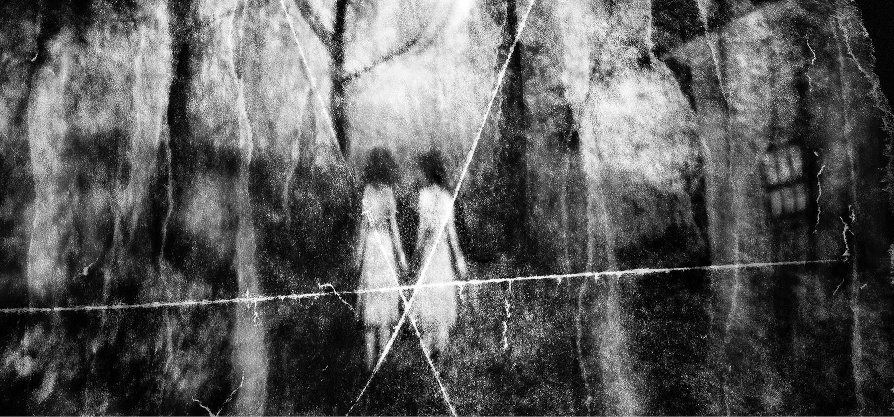 Two Girls • Pigment on hand made Amate Paper 44" x 96" • 2017