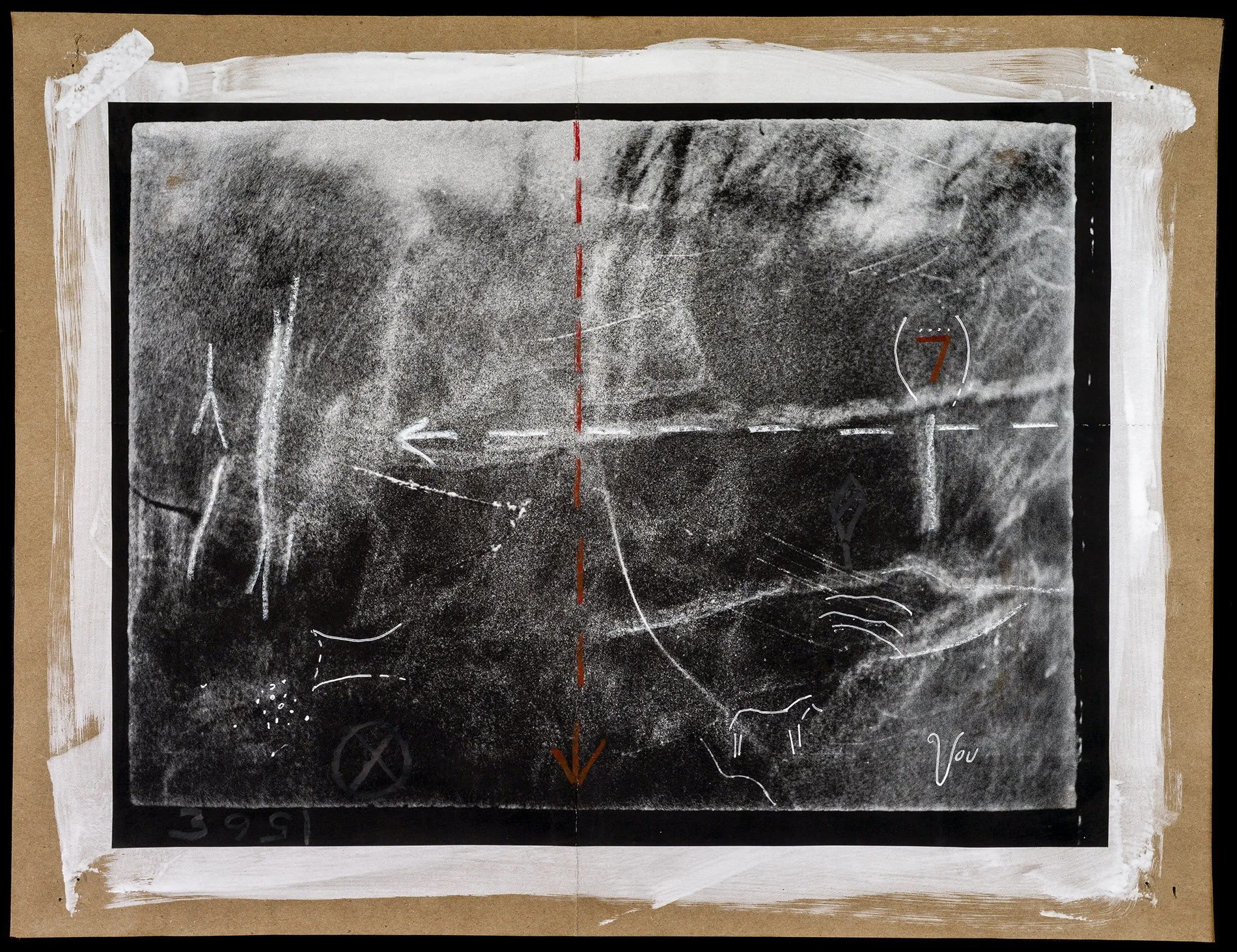 VOU • Pigment on hand coated deconstructed paper bag with mark making • 15.5" x 20.5 • 2024