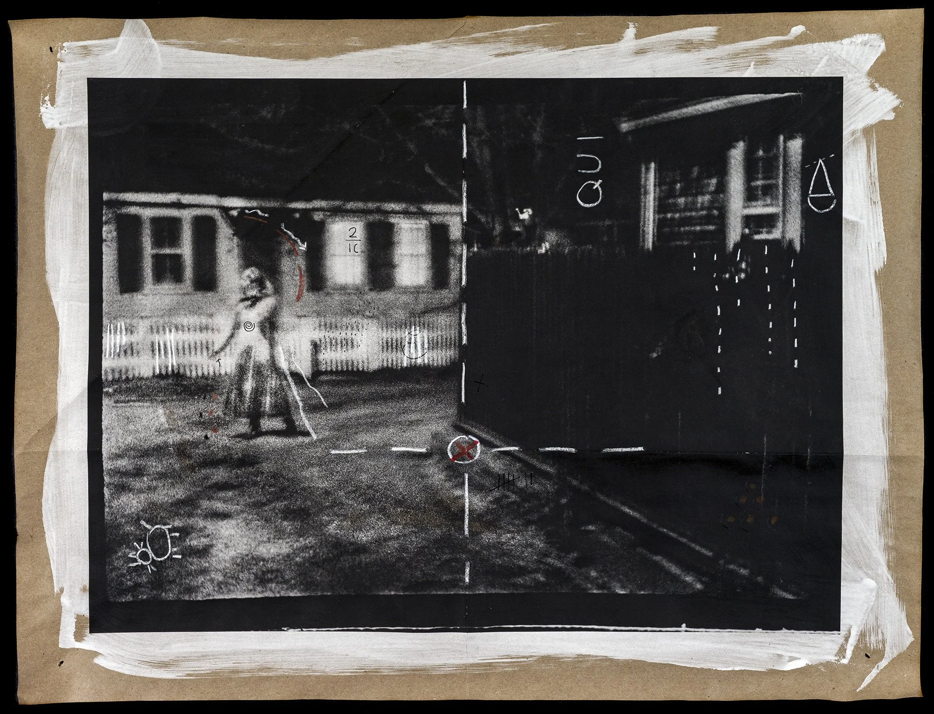 QUI • Pigment on hand coated deconstructed paper bag with mark making • 15.5" x 20.5 • 2024