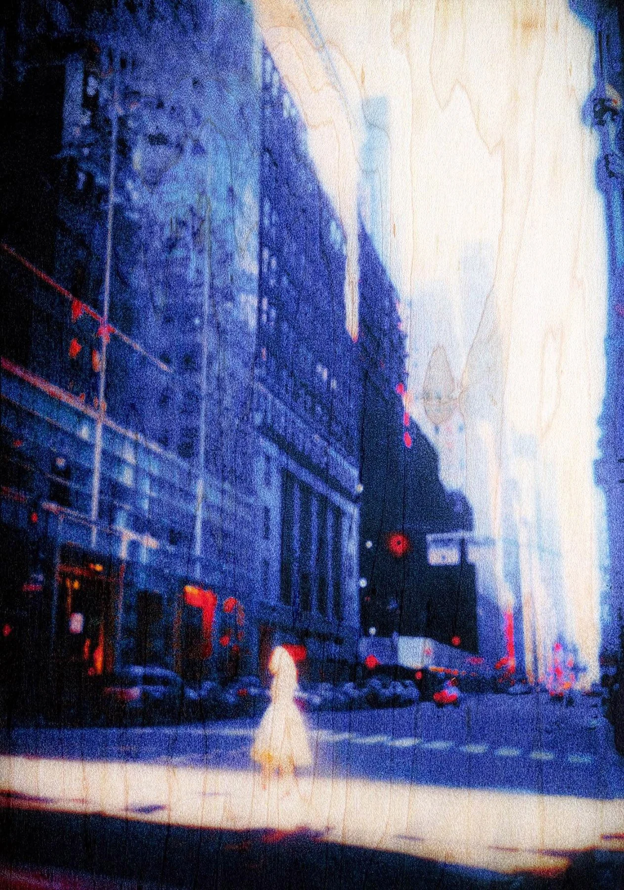 White Dress • 10" x 19" Pigment on Maple Veneer