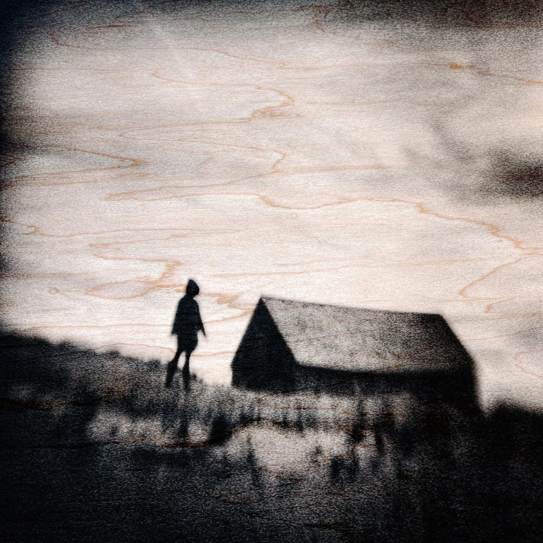 Figure on Dune • 10" x 10" Pigment on Maple Veneer