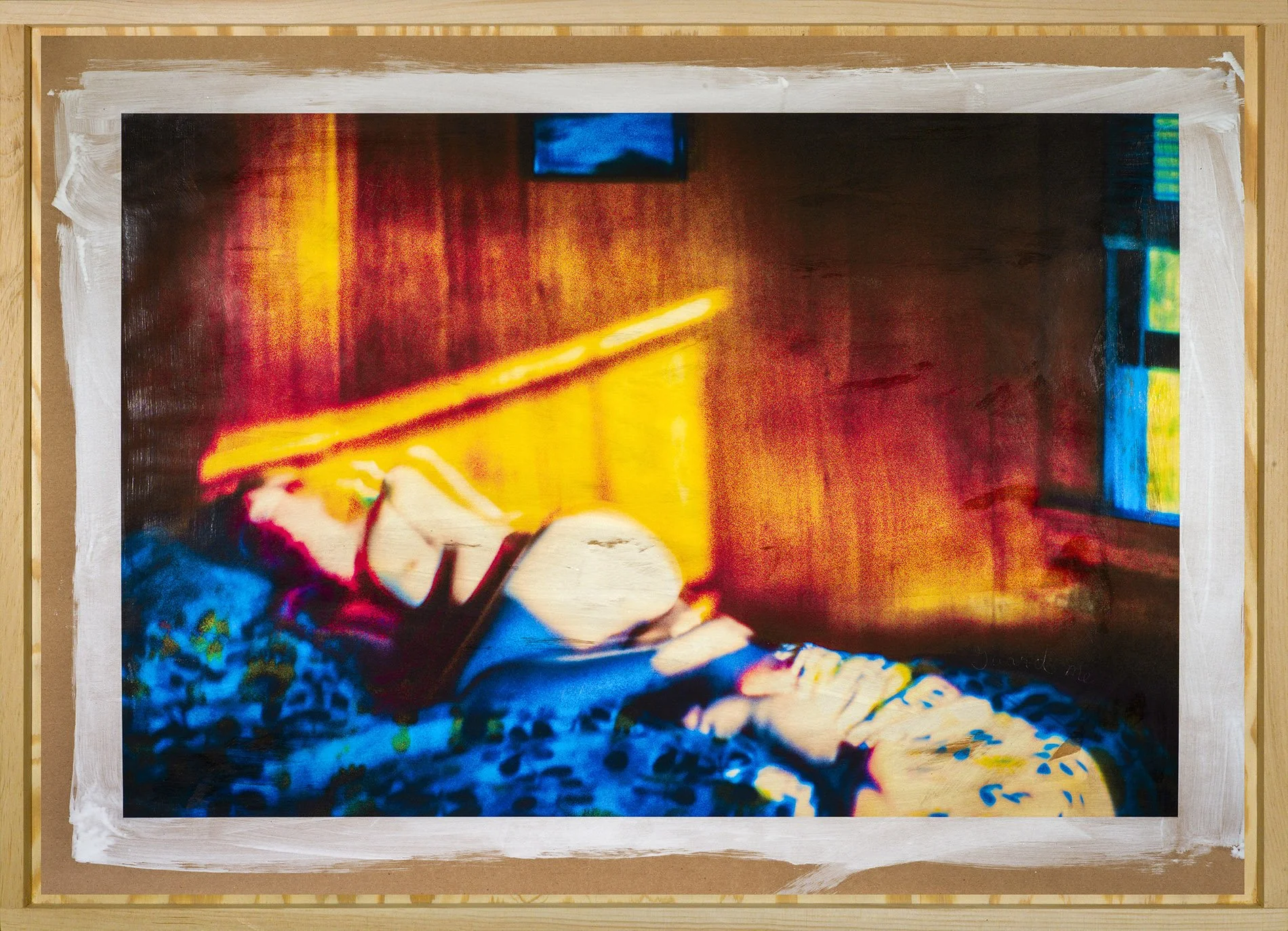 There Are Paw Prints •
Ink on hand coated brown paper bag with varnish and etched script • 28.5" x 39"  • 2025