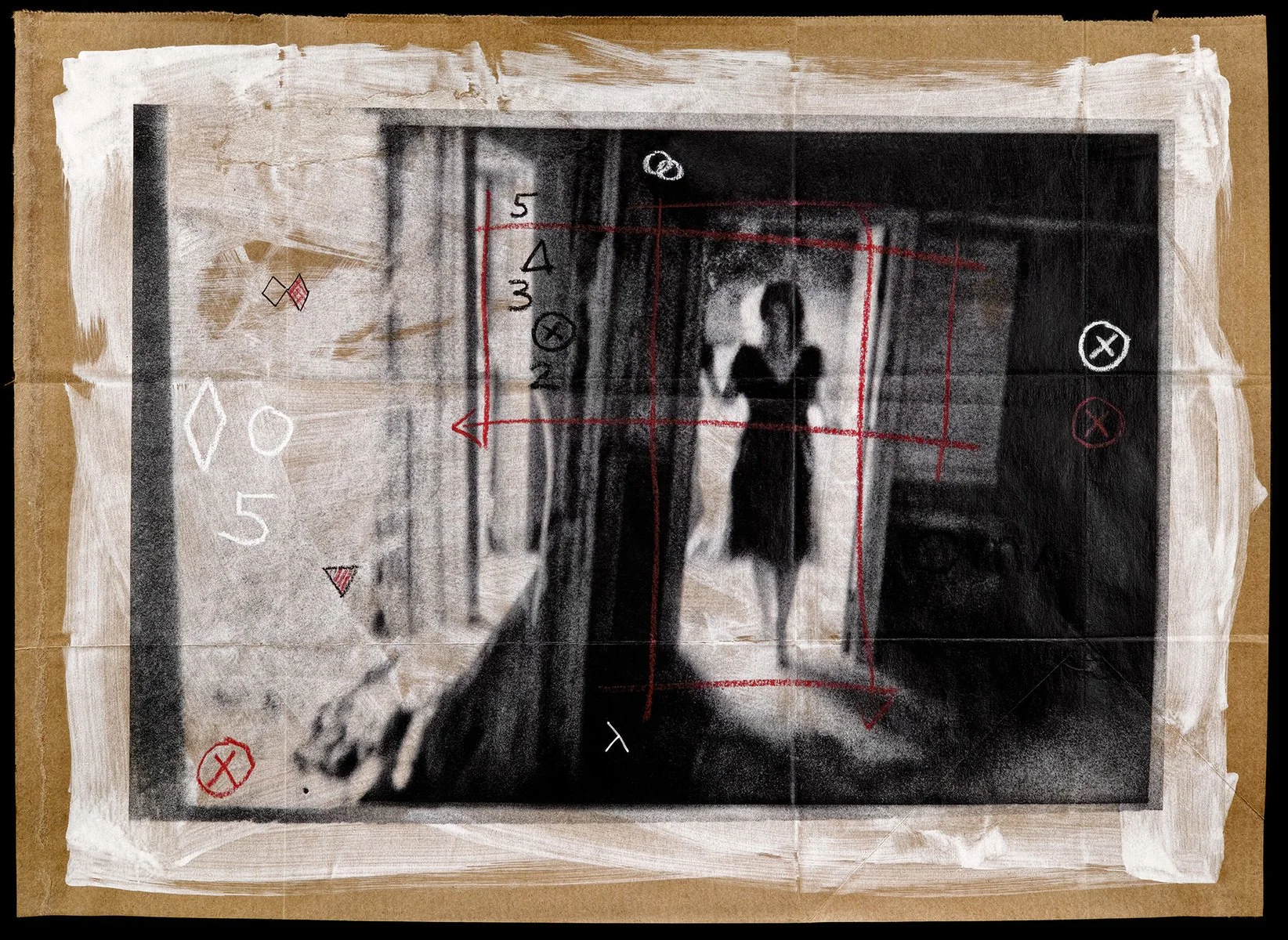 532 • Pigment on hand coated deconstructed paper bag with mark making • 15.5 x 21.25" • 2024