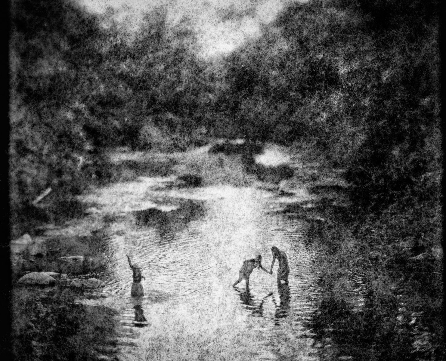 At The River • Pigment on hand made Amate Paper 44" x 54" • 2015