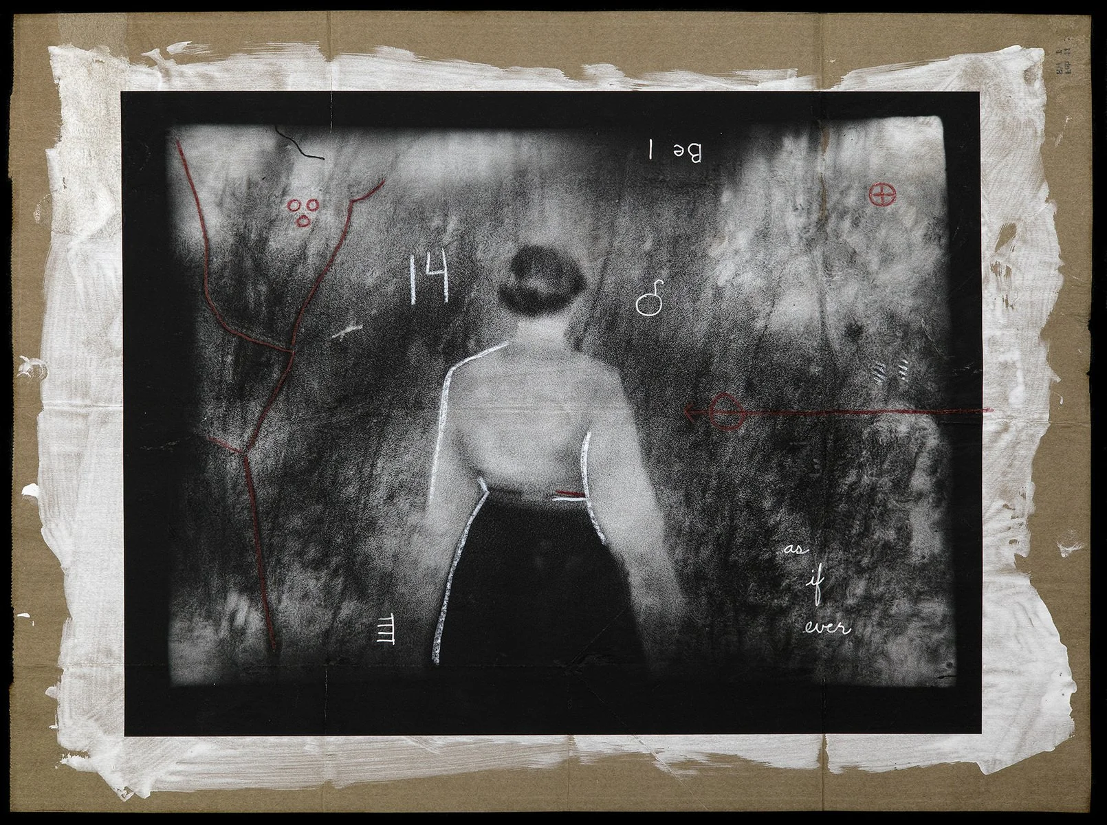 as if ever • Pigment on hand coated deconstructed paper bag with mark making • 15.5" x 20.5 • 2024