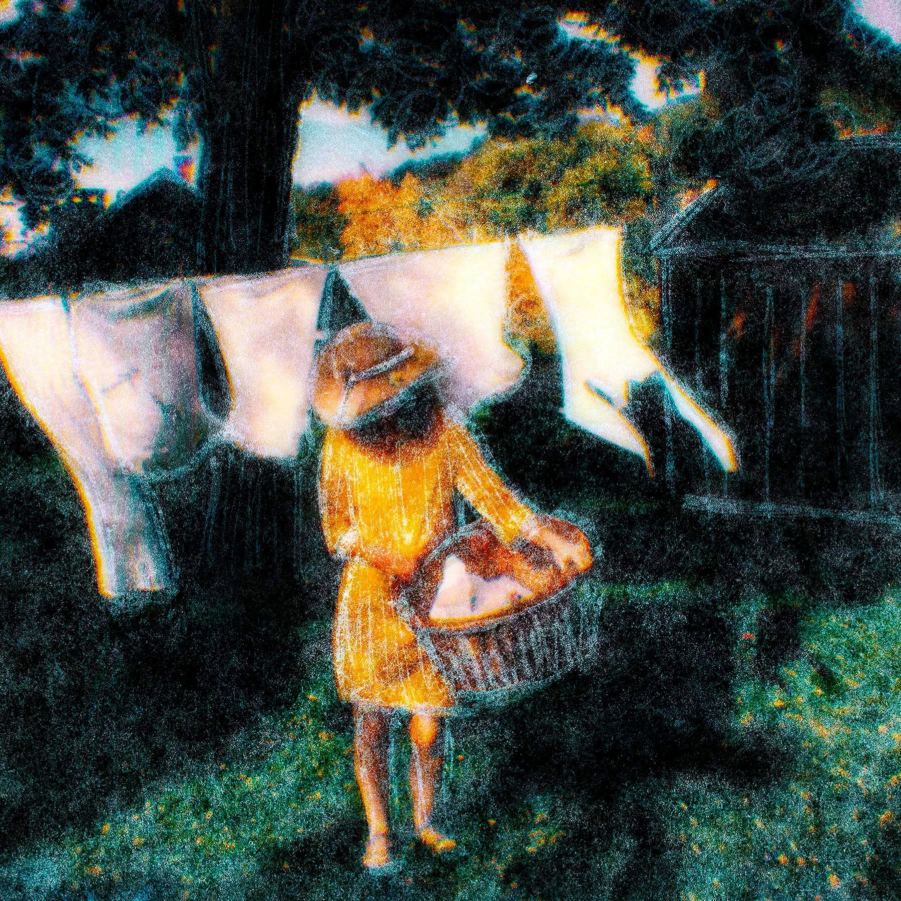 Laundry Basket • 44" x 44" Pigment on Hand Made Amate Paper