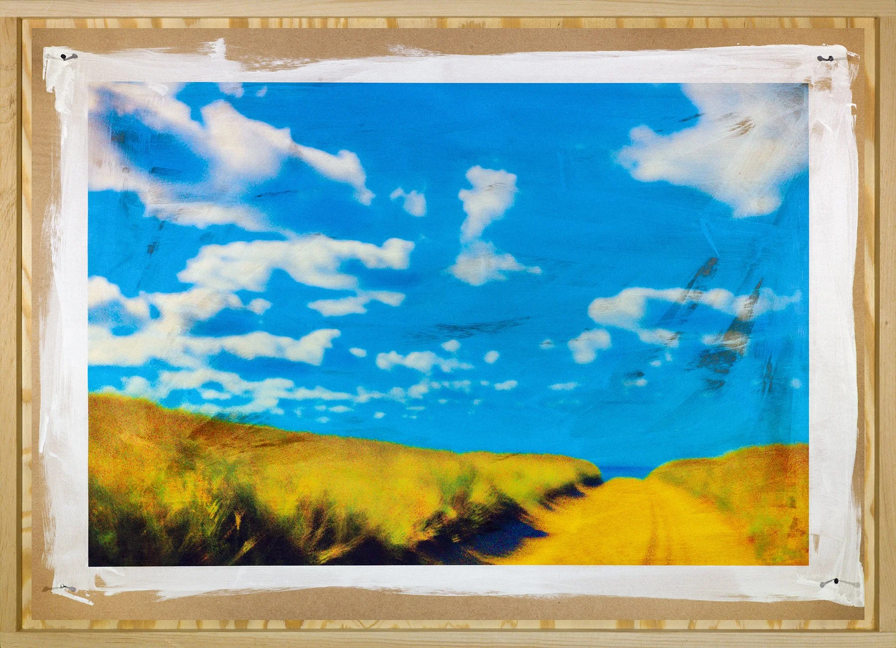 Mud Puddles Milkweed •
Ink on hand coated brown paper bag with varnish and etched script • 28.5" x 39"  • 2025