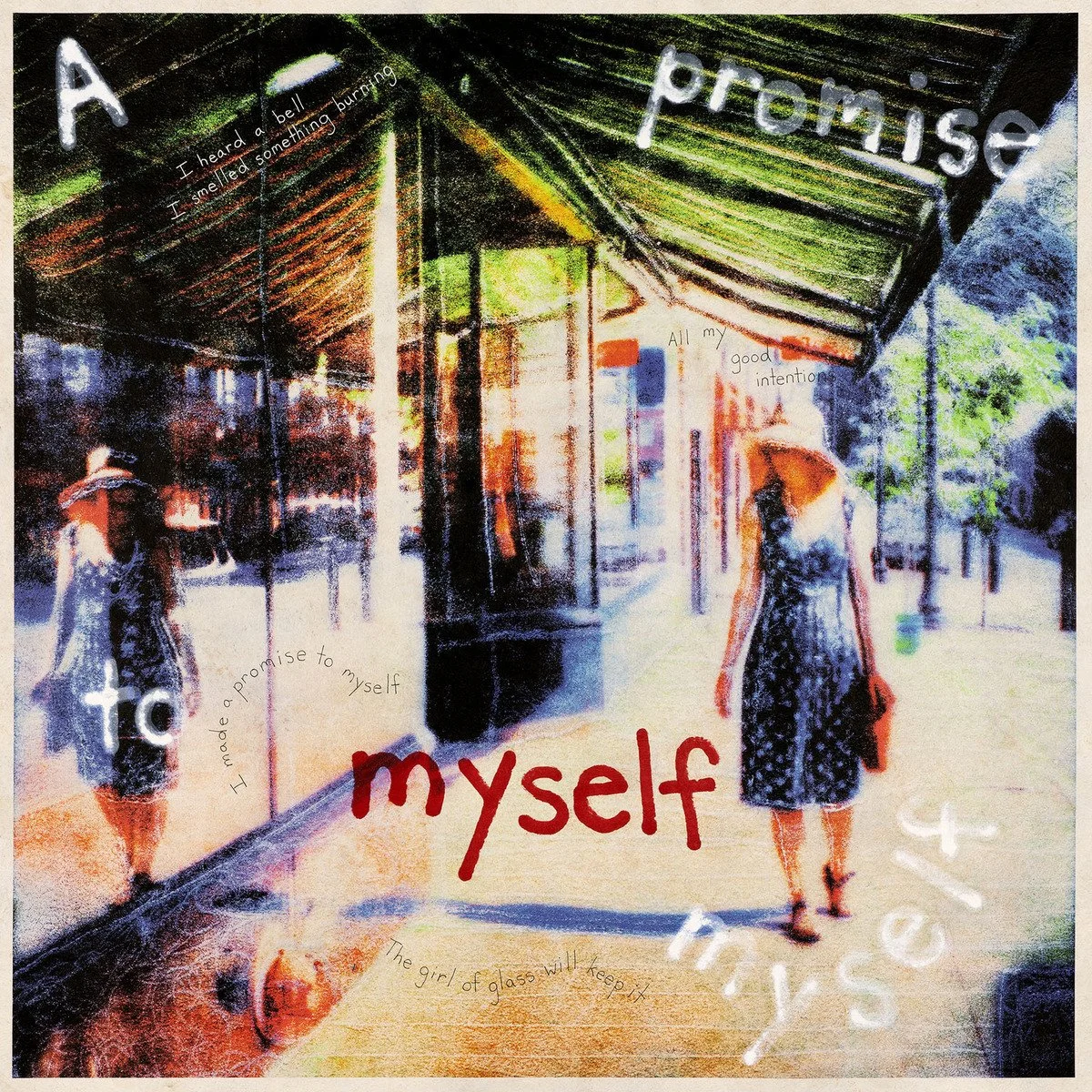 A Promise To Myself • Ink on hand made Amate paper with encaustic, mark making, hand written text • 40″ x 40″ • 2023