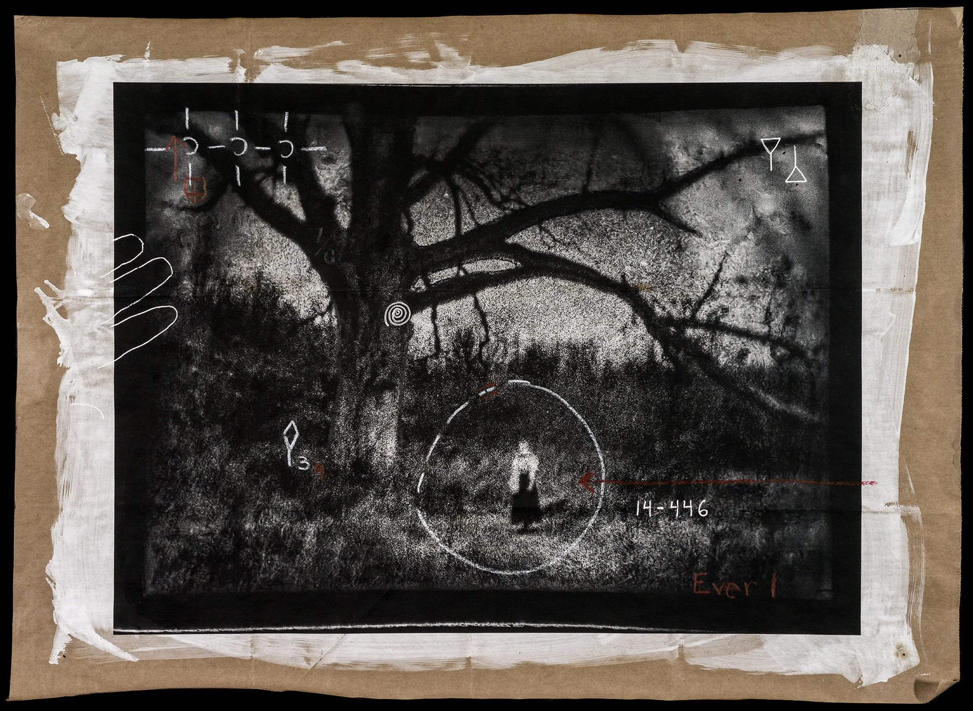 Ever 1 • Pigment on hand coated deconstructed paper bag with mark making • 15.5" x 20.5 • 2024