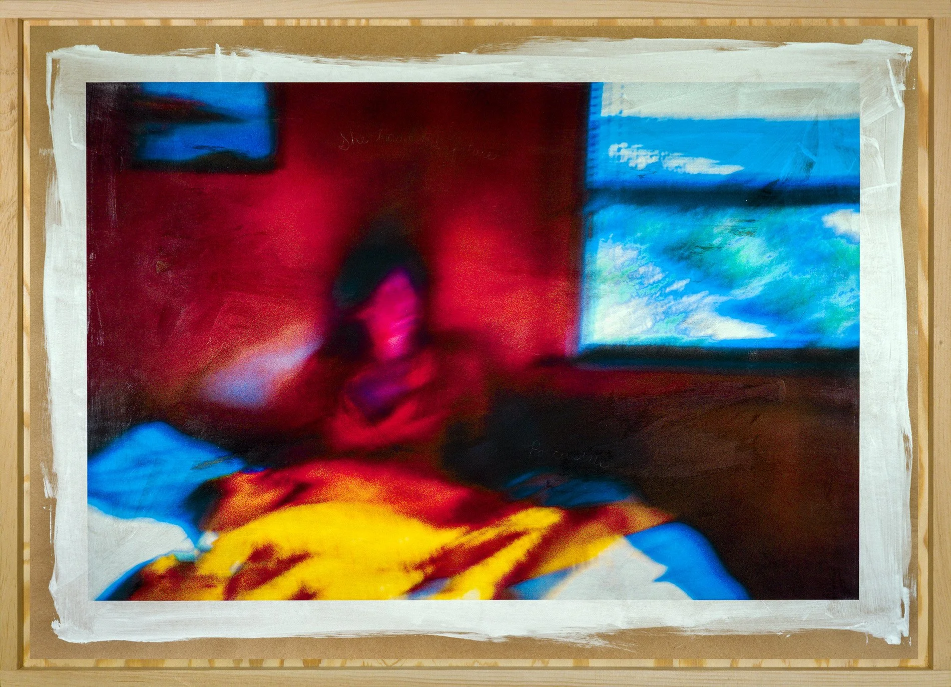 She Knew The Future •
Ink on hand coated brown paper bag with varnish and etched script • 28.5" x 39"  • 2025